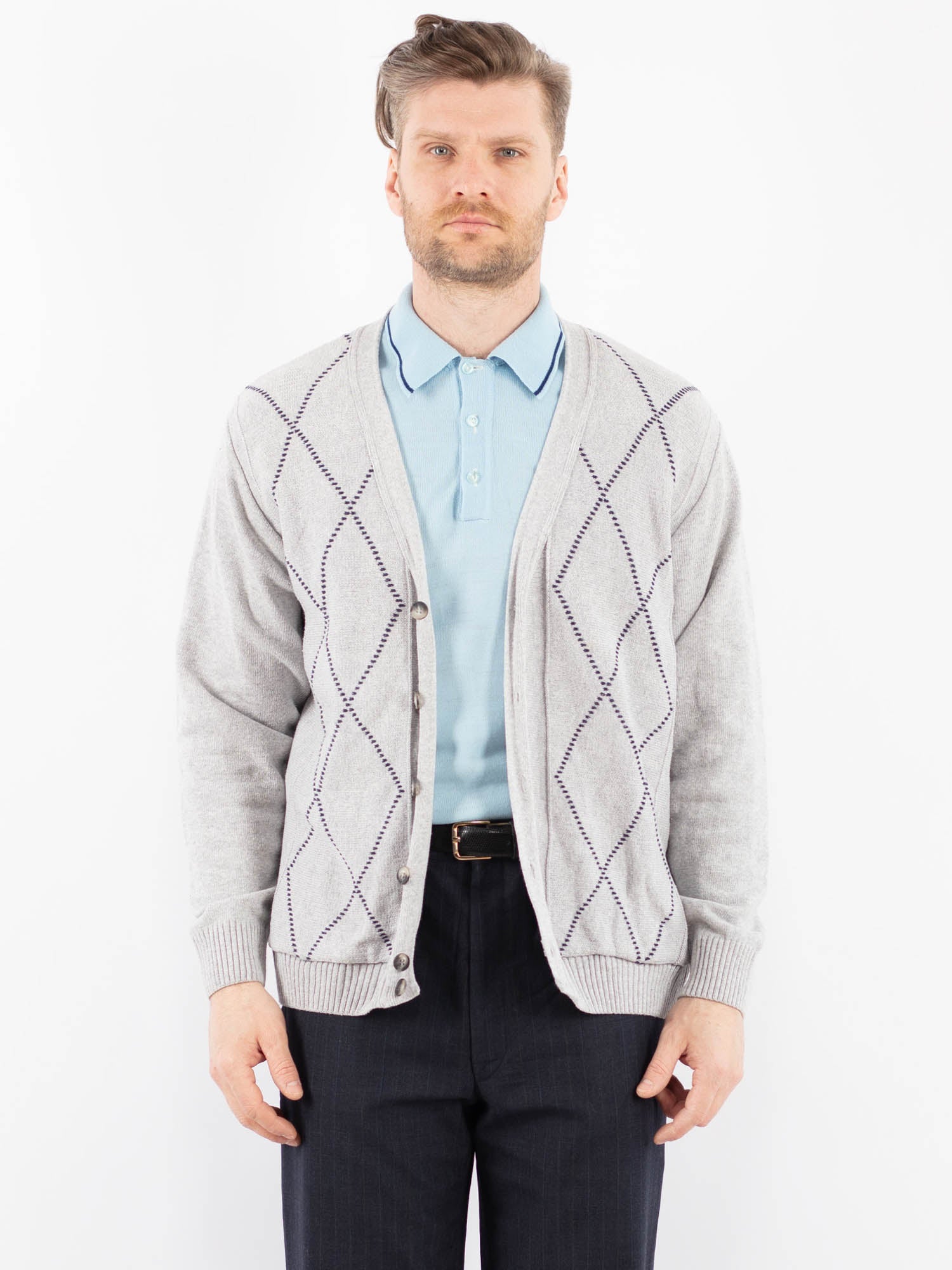 Vintage 90's Men Cardigan in Gray by Northern Grip