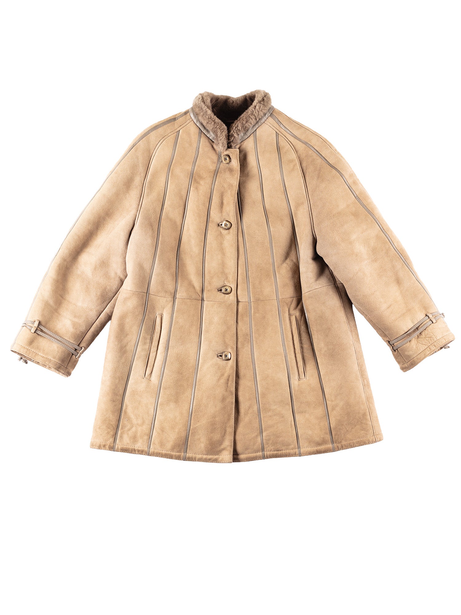 Vintage 80's Women Sheepskin Coat in Beige by Northern Grip