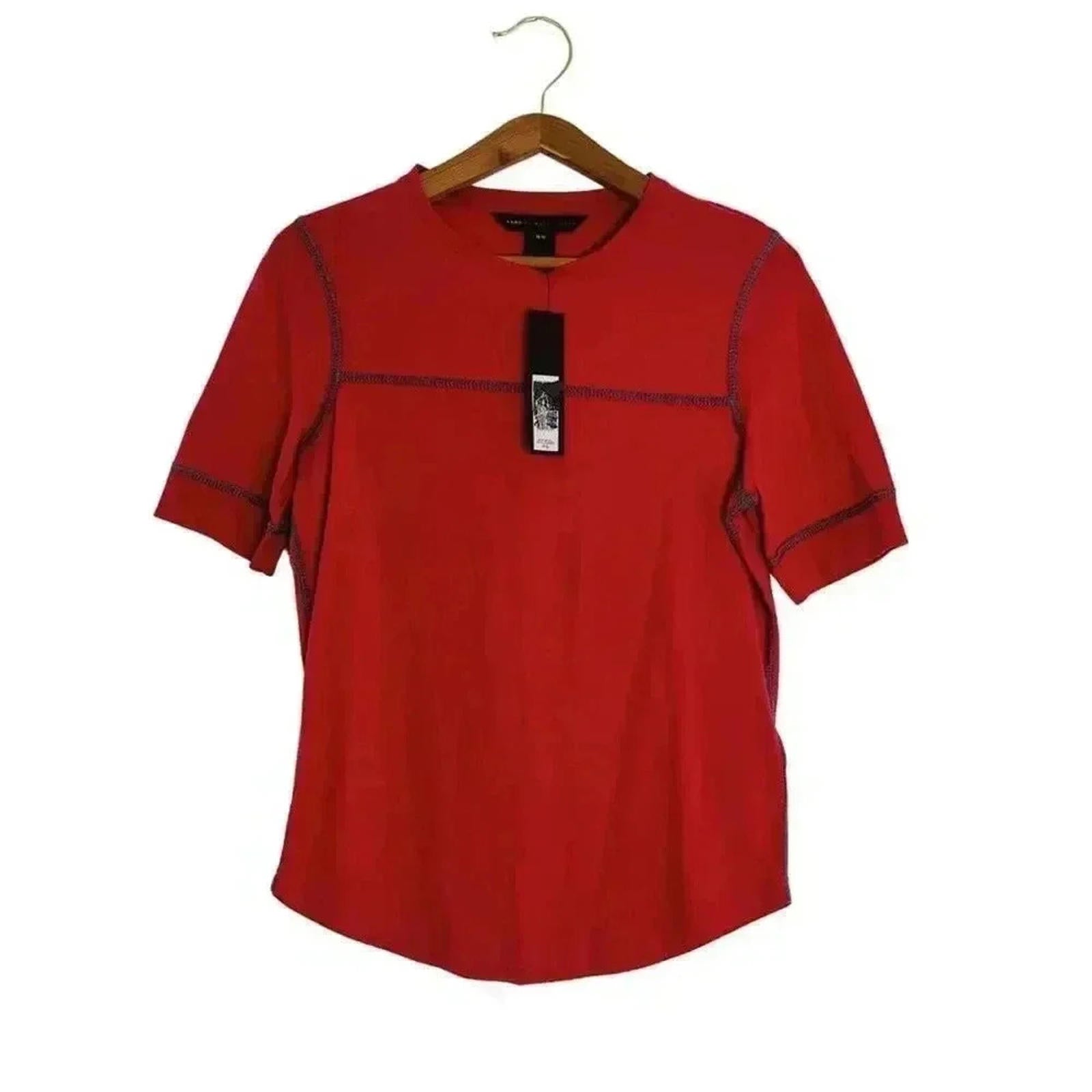 Marc Jacobs Red Crewneck Tee Exposed Stitching MBMJ Women's Size M by Hot Girl Secondhand