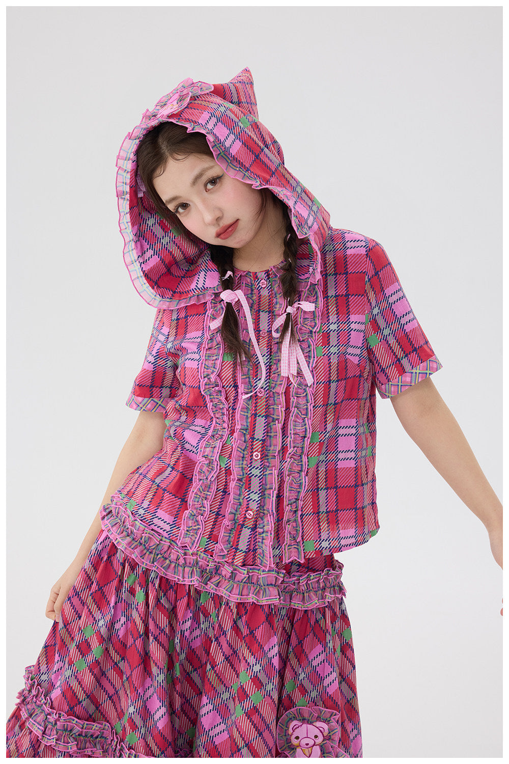 Kawaii Pink Plaid Bear Set - tntntutu by Land Decora