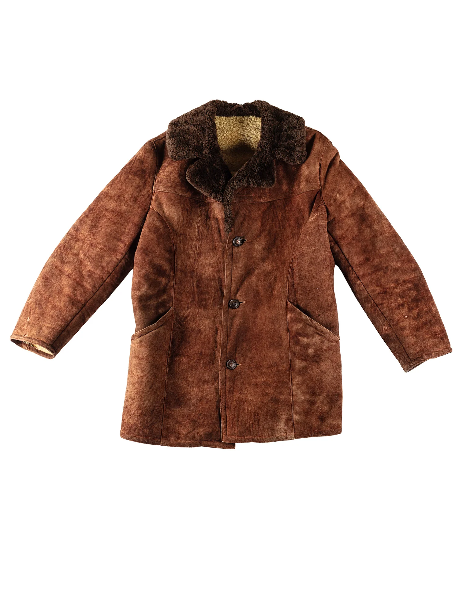 Vintage 80's Men Sheepskin Coat in Brown by Northern Grip