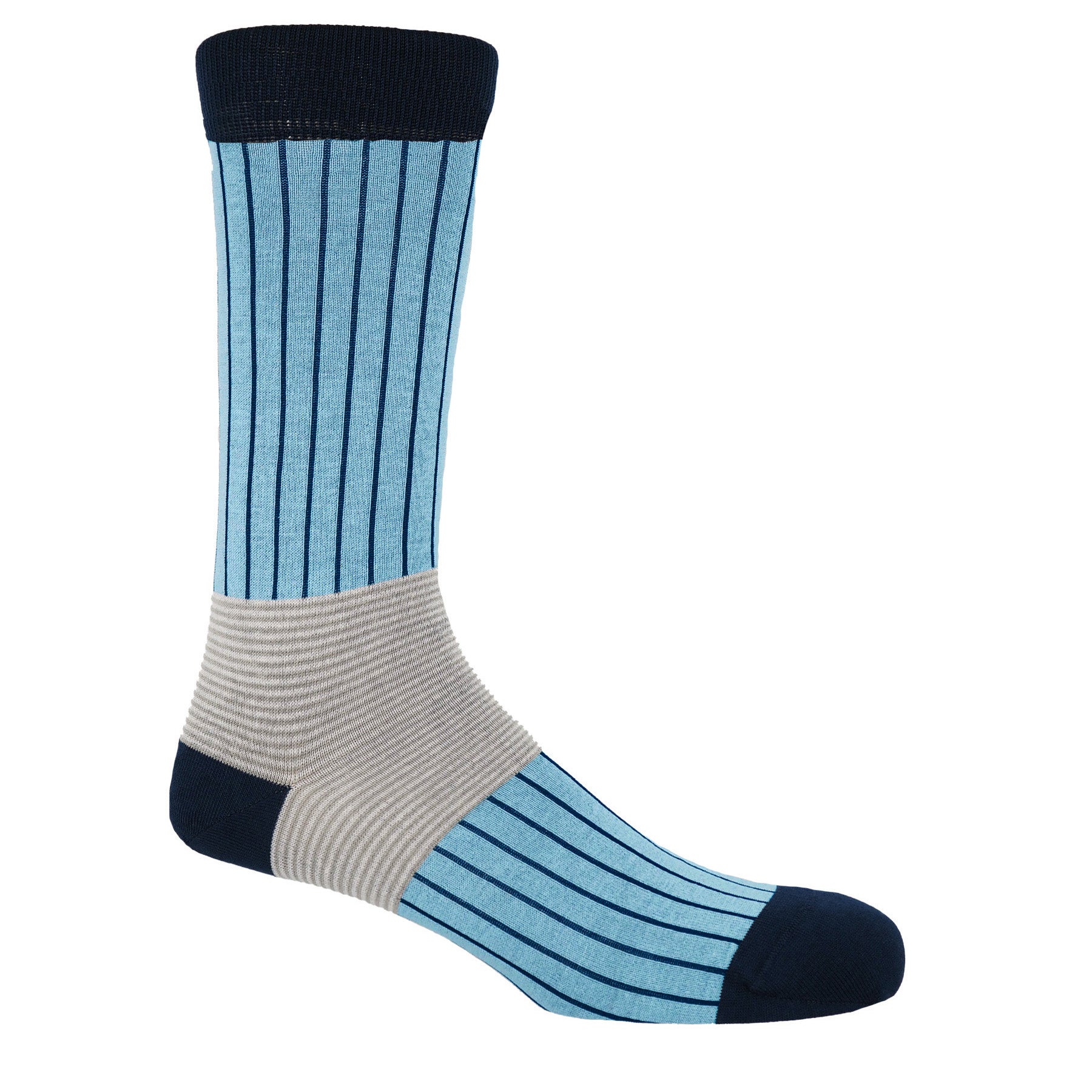 Oxford Stripe Men's Socks - Blue by Peper Harow