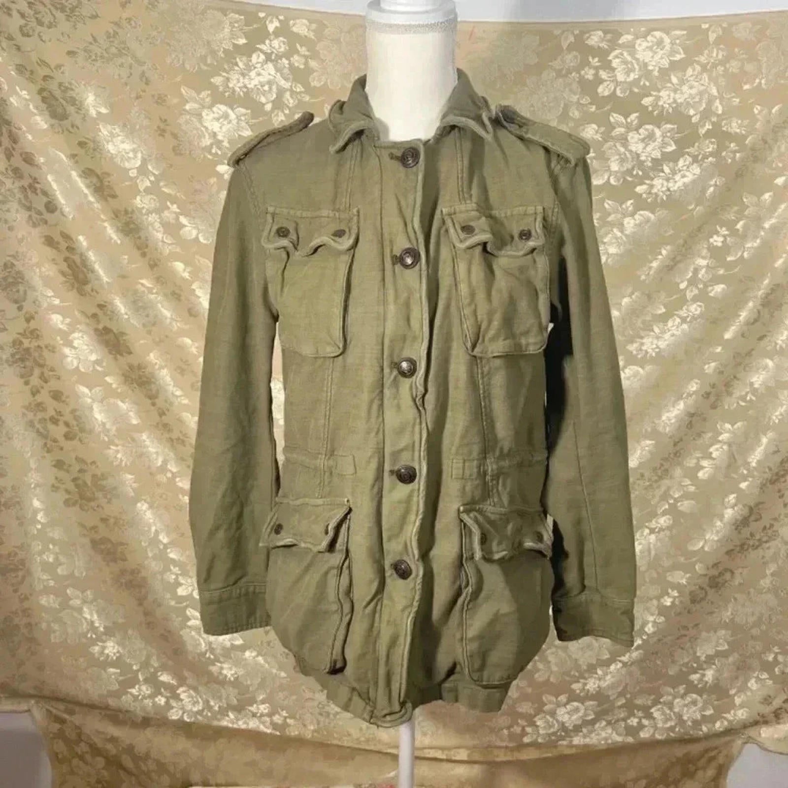 Free People Green Not Your Brothers Military Jacket Cargo Size S by Hot Girl Secondhand