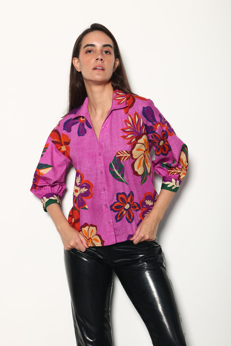 MAUVE BLOSSOMS ELSA TOP by Maude Vivante