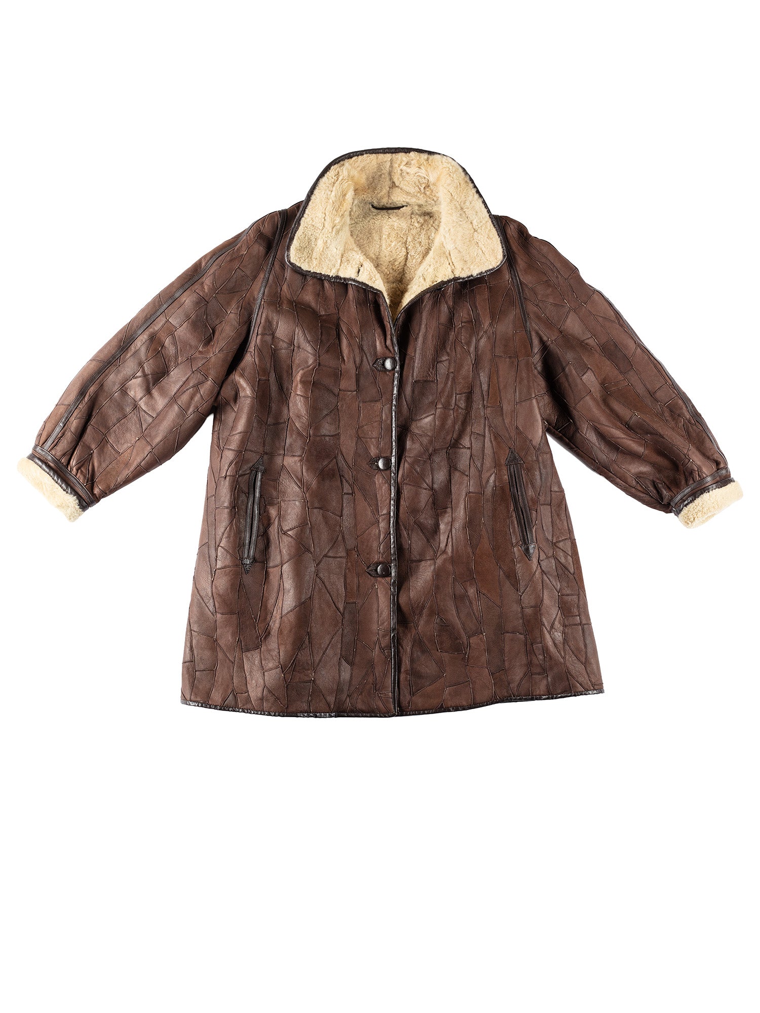 Vintage 80's Women Sheepskin Coat in Brown by Northern Grip