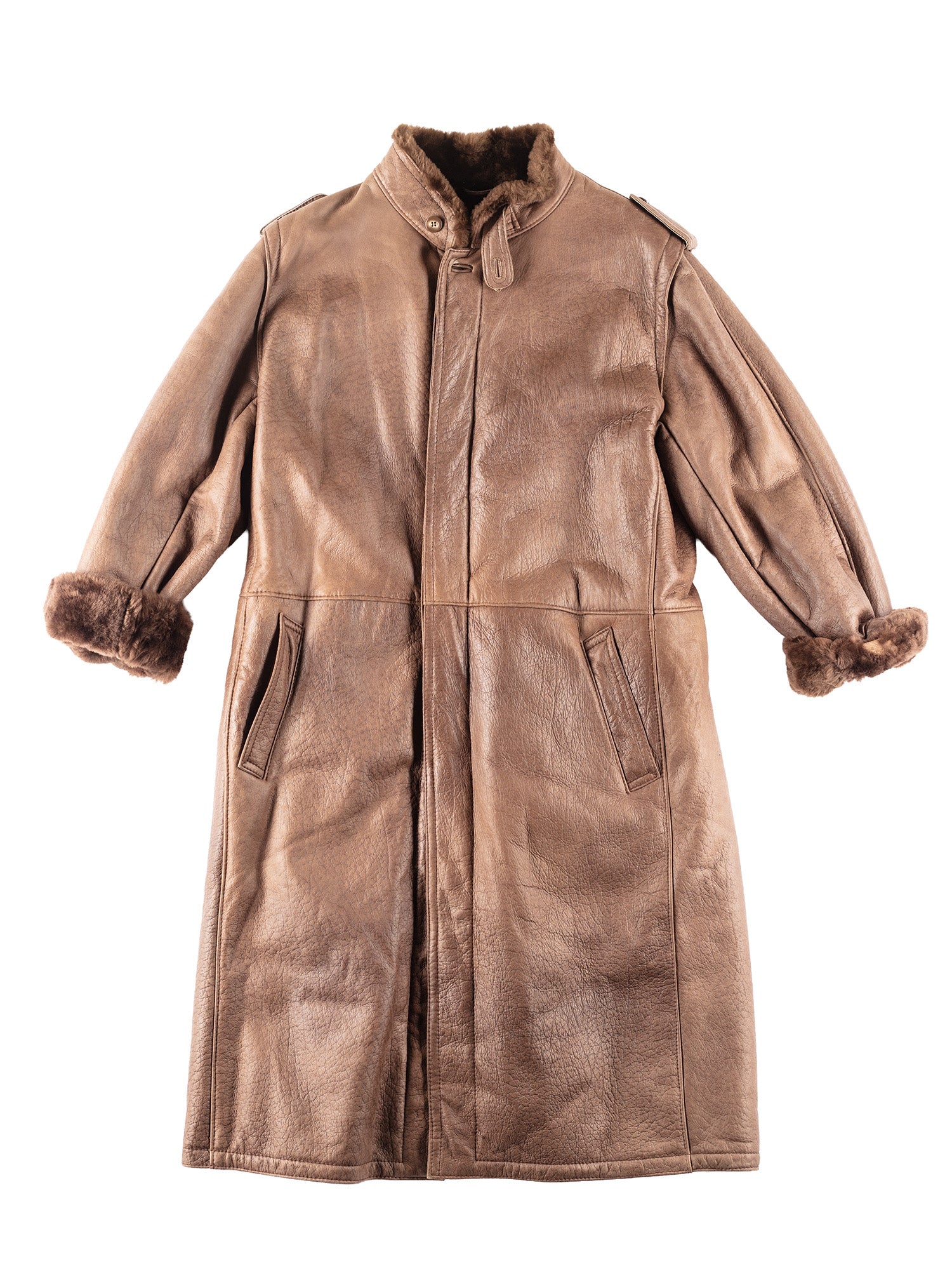 Vintage 80's Men Sheepskin Coat in Brown by Northern Grip