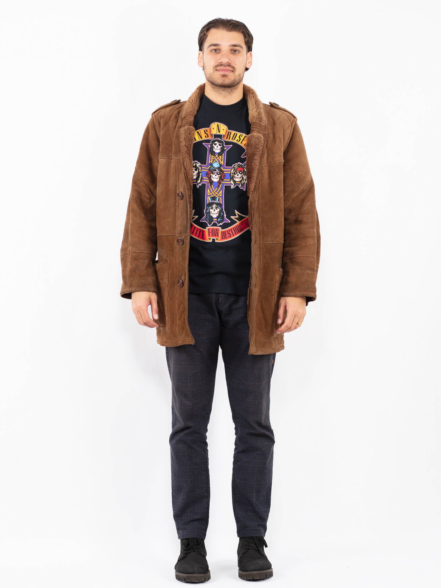 Vintage 90's Men Sheepskin Coat in Brown by Northern Grip