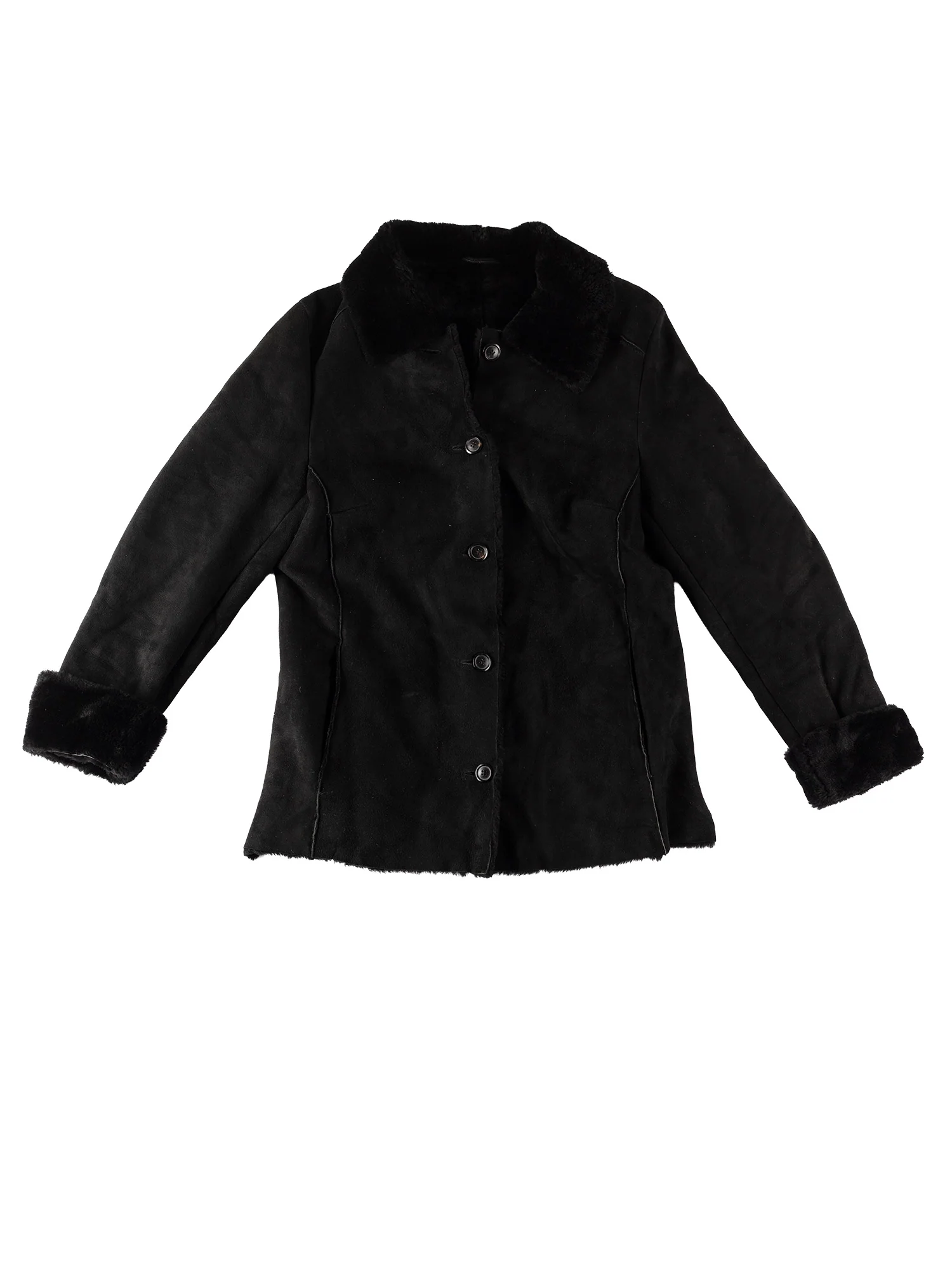 Vintage 80's Women Sheepskin Jacket in Black by Northern Grip
