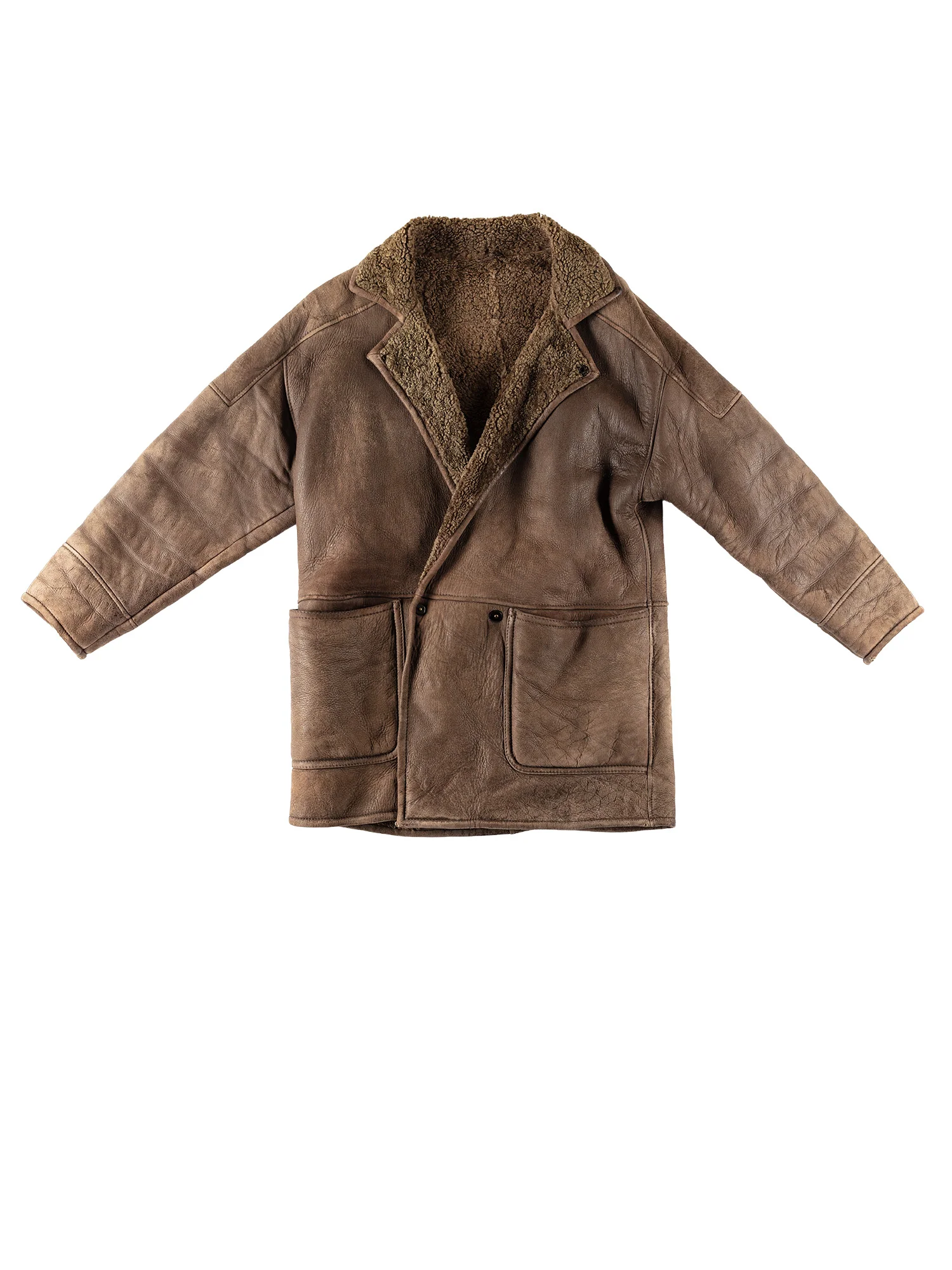 Vintage 80's Men Sheepskin Coat in Brown by Northern Grip