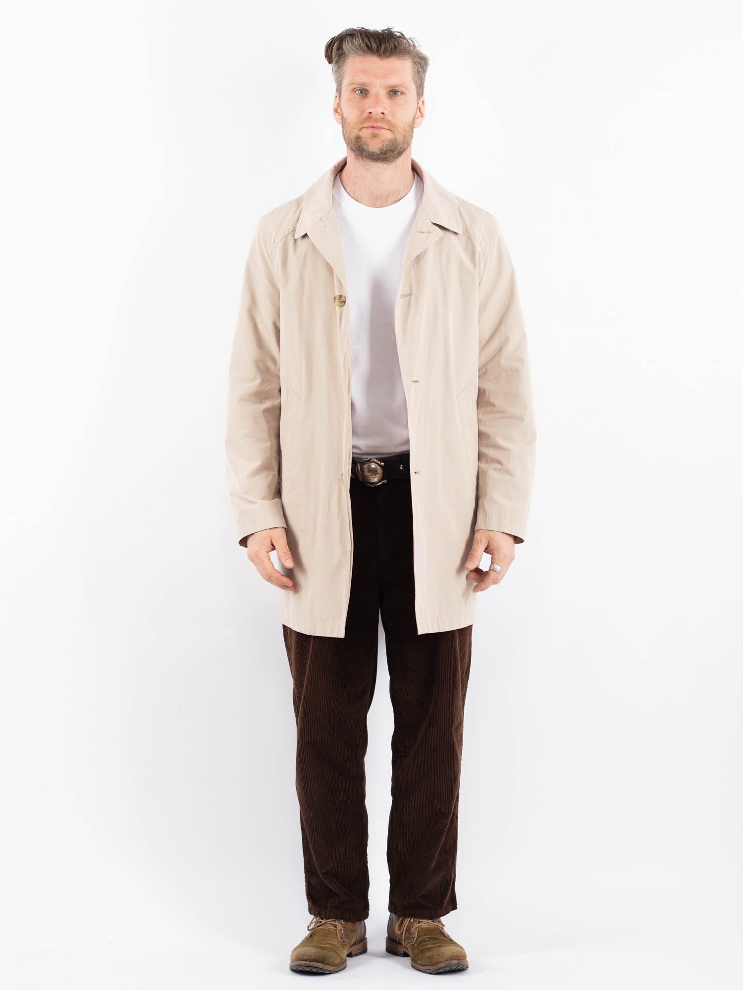 Vintage 90's Men Mac Coat in Beige by Northern Grip