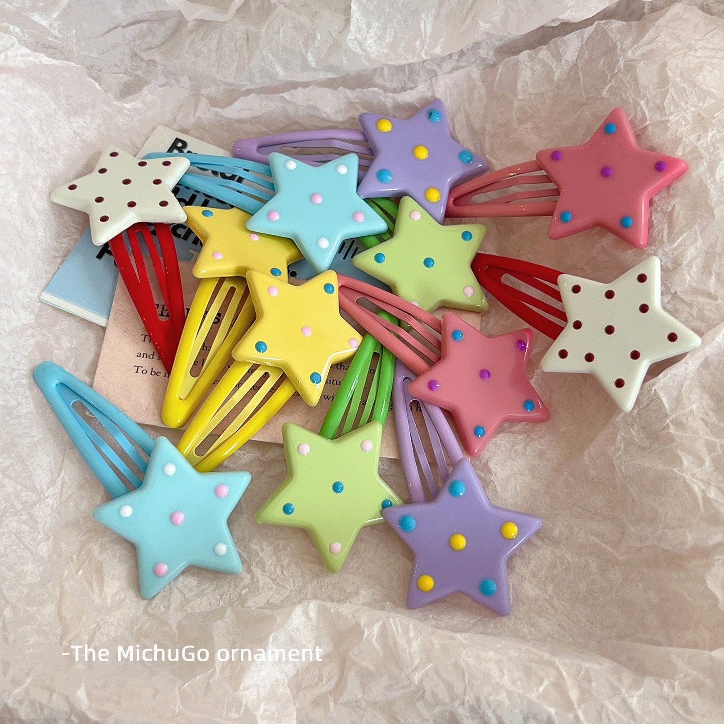 Dopamine Polka Dot Star Hair Clip Y2K Kawaii by Land Decora