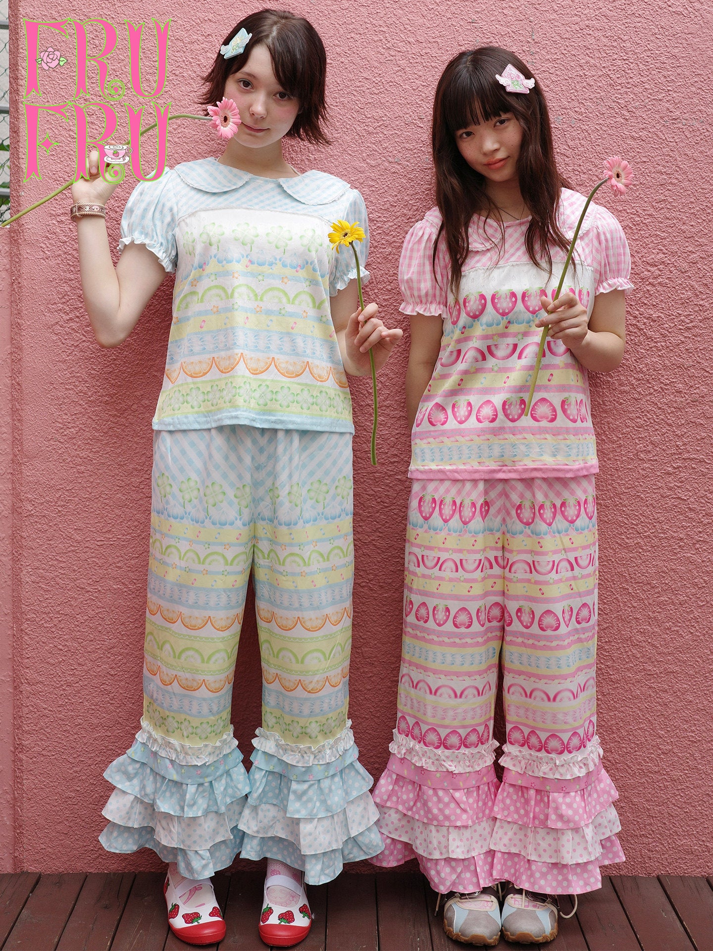 Fruit Plaid Patchwork Pants | Kawaii Harajuku Summer Fashion by Land Decora