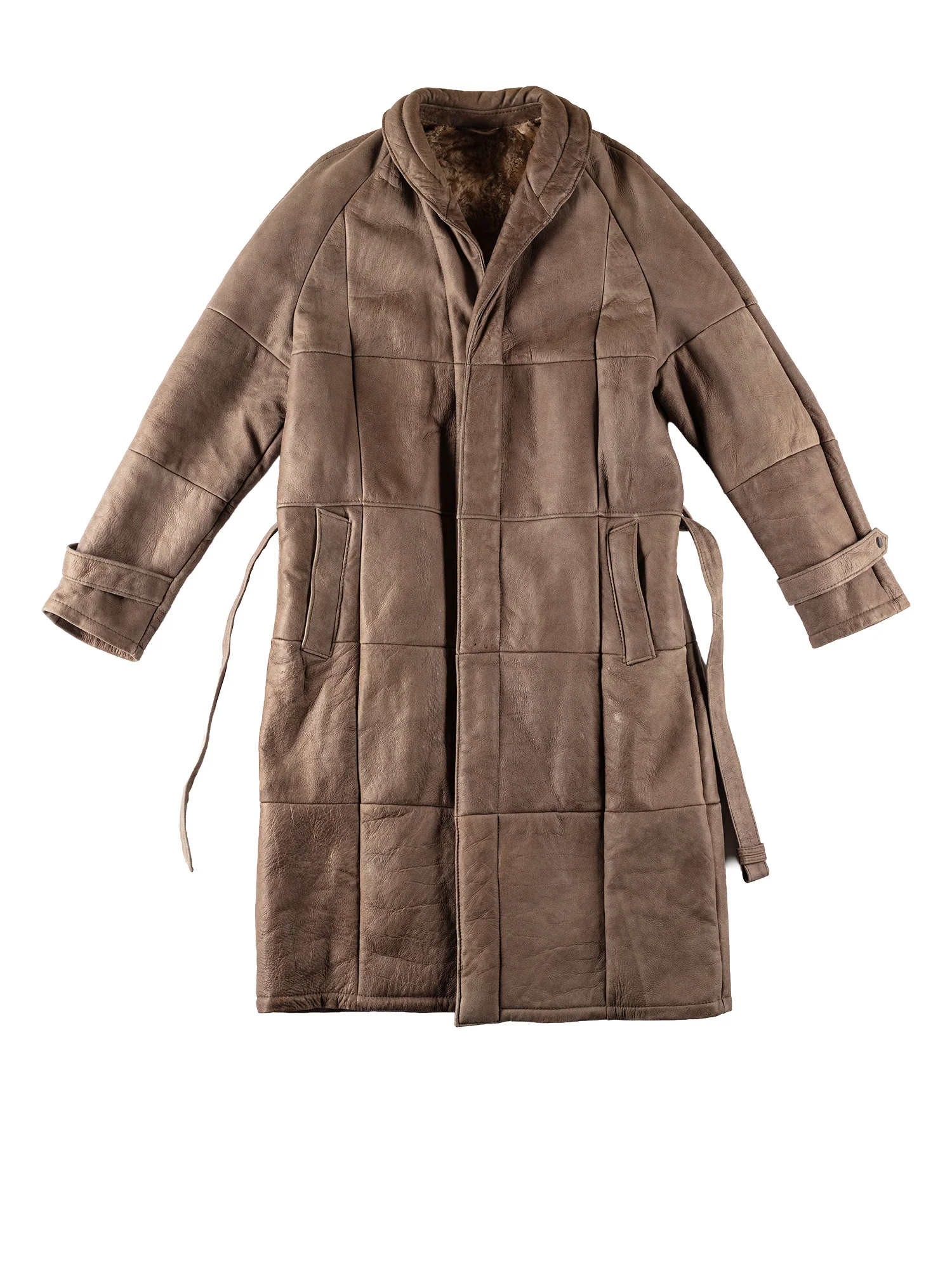 Vintage 80's Men Sheepskin Maxi Coat in Brown by Northern Grip