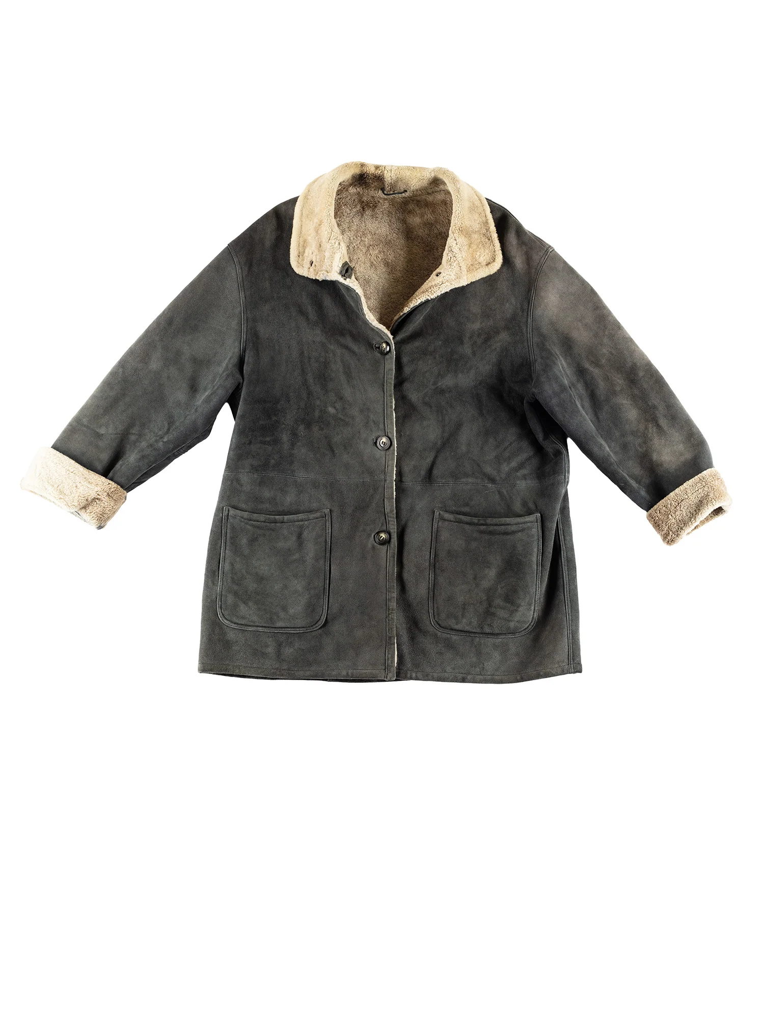 Vintage 80's Women Sheepskin Coat in Gray by Northern Grip