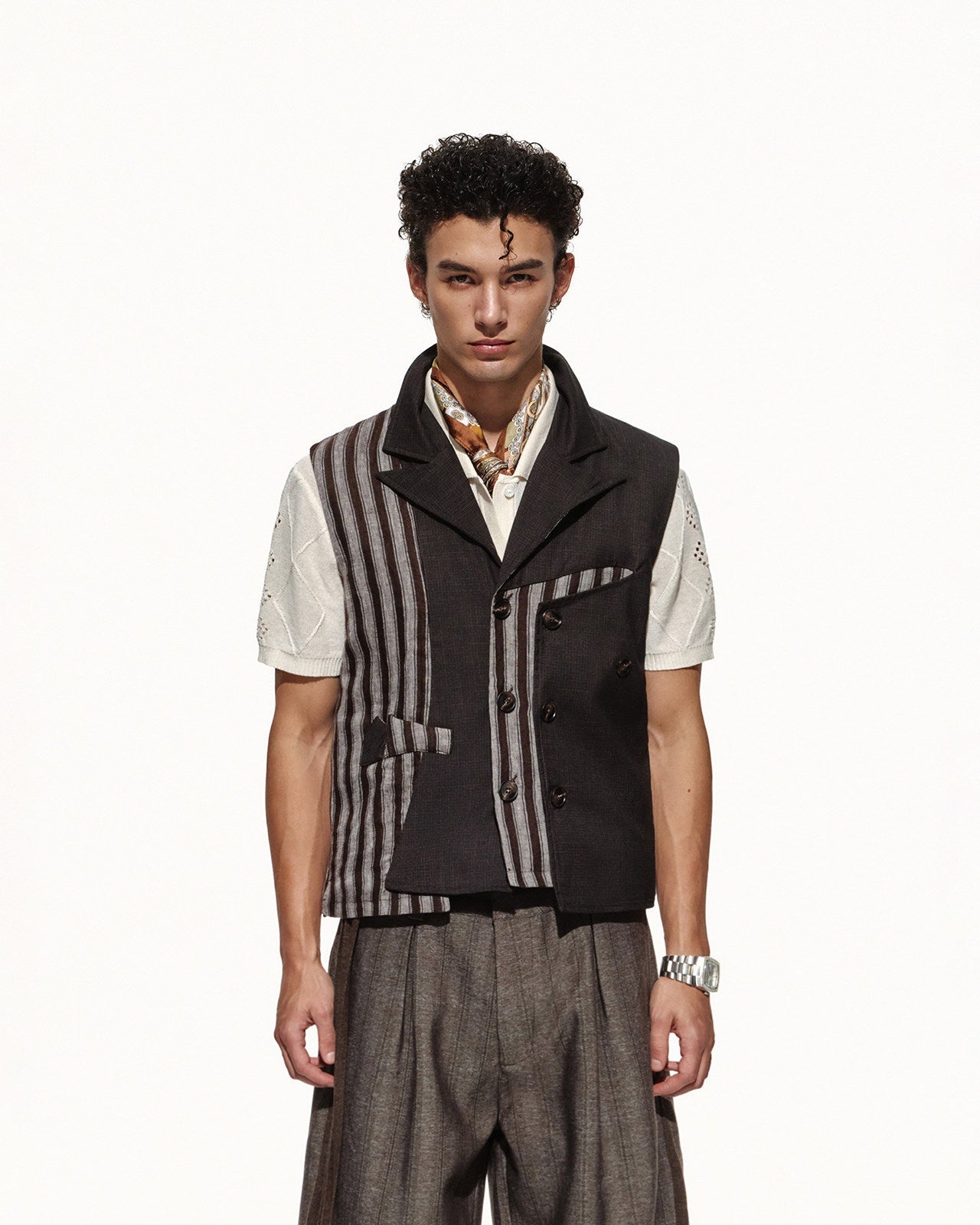 Script-X Striped Suit Vest by OFFCULTURE