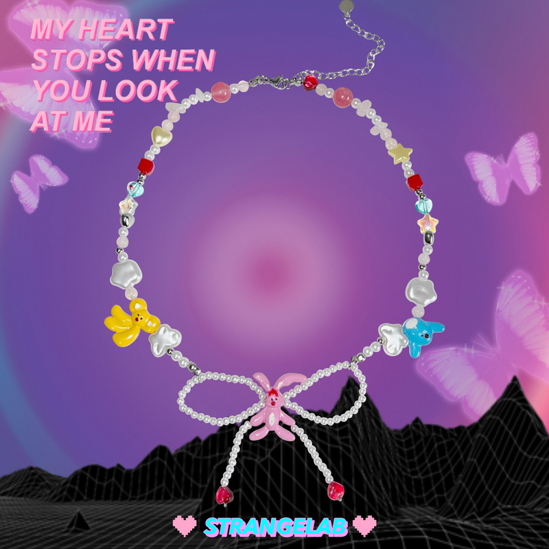 Harajuku Necklace Millennium Girl Handmade Beaded Necklace – Colorful Mixed Materials | STRANGELAB by Land Decora