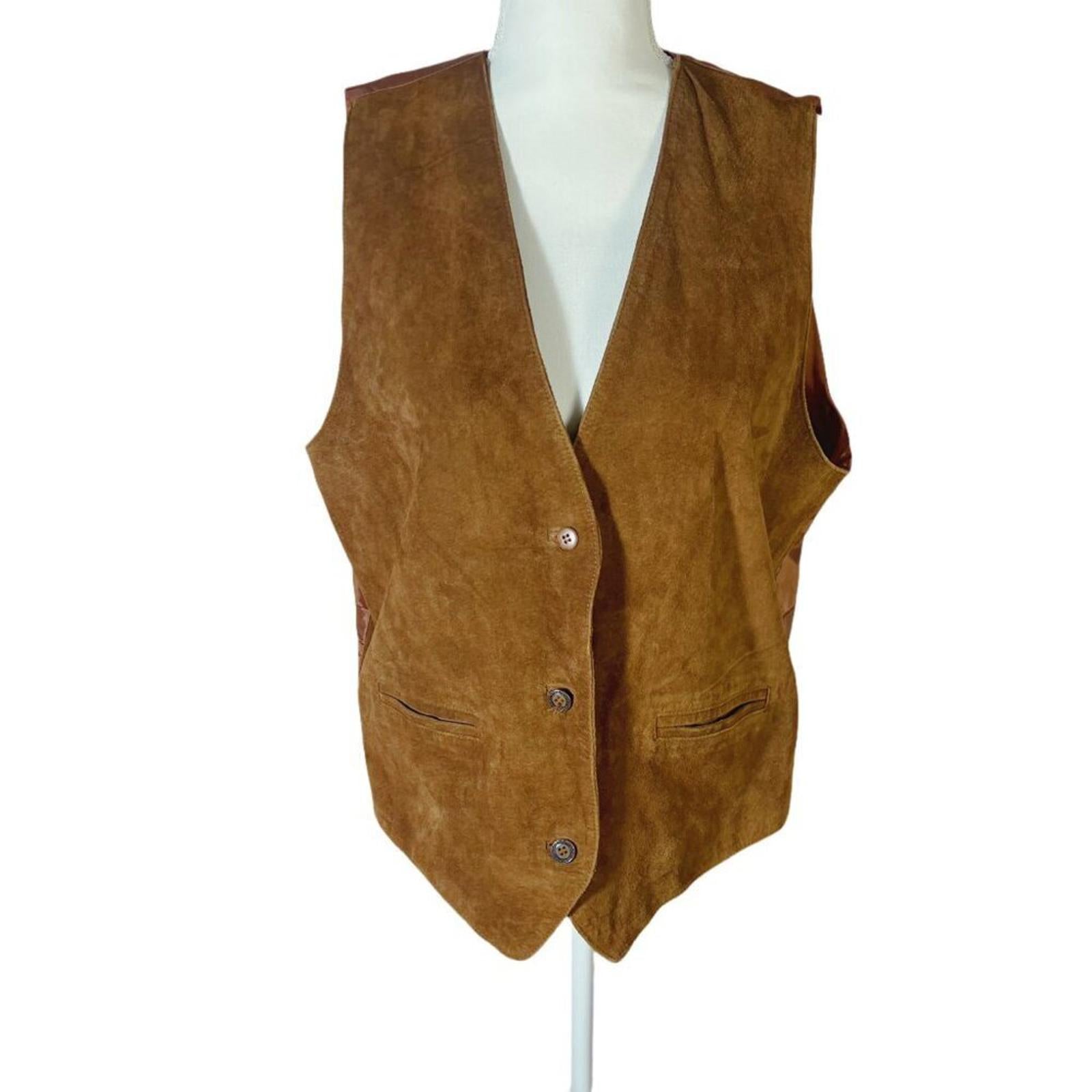 Vintage Men's Nordstrom BP Brown Leather Vest Size XL Western Cowboy C by Hot Girl Secondhand