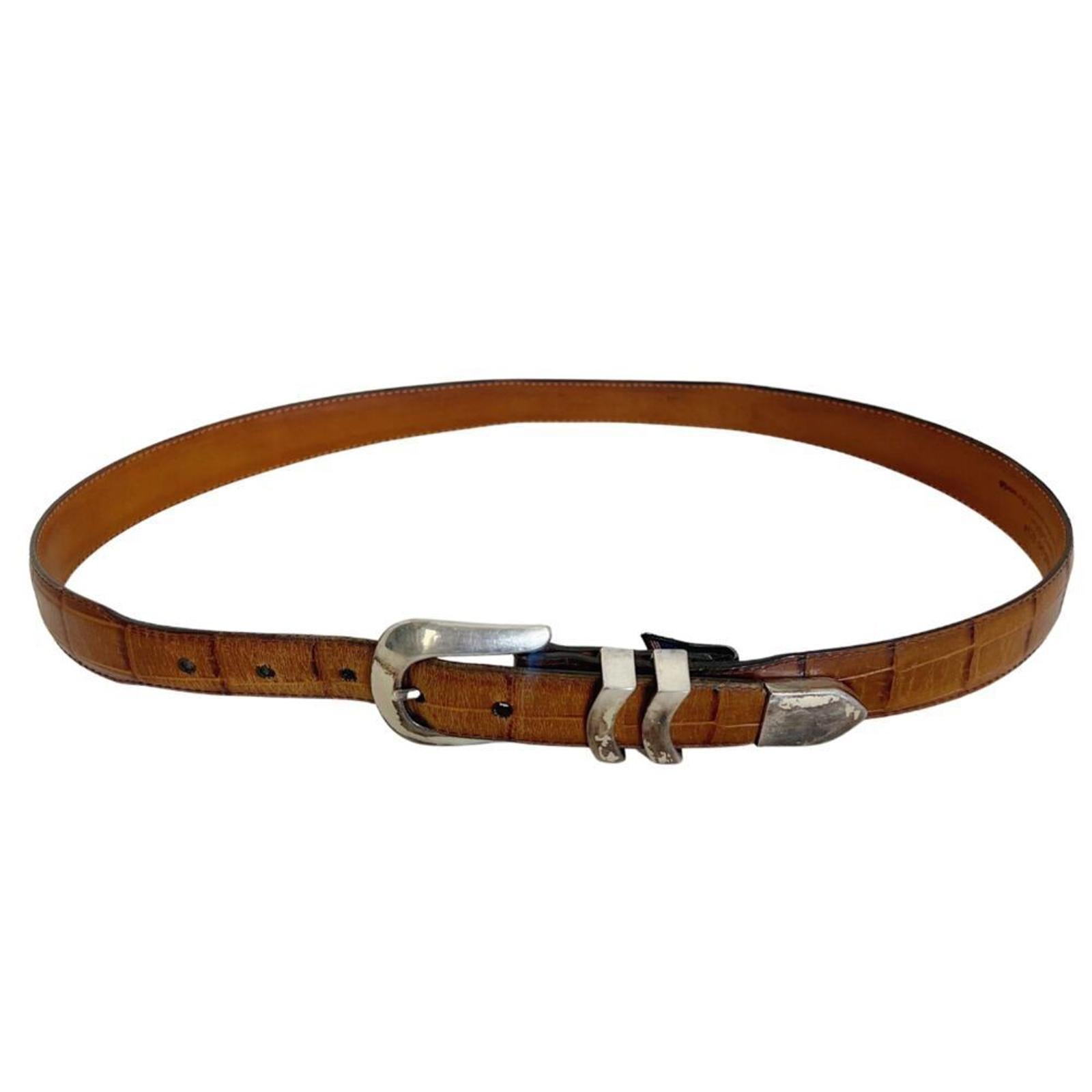 Vintage Onyx by Brighton Brown Crocodile Embossed Calfskin Leather Bel by Hot Girl Secondhand