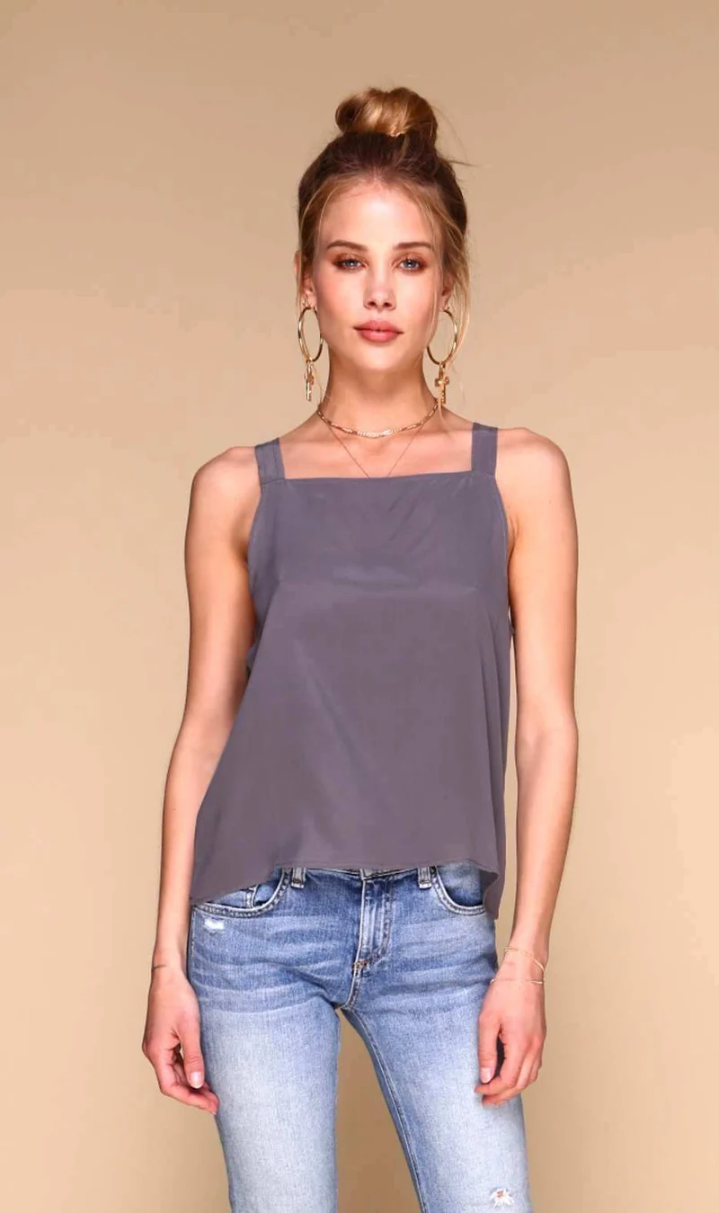 Ada Tank | Gunmetal Grey silk tank top by Merritt Charles