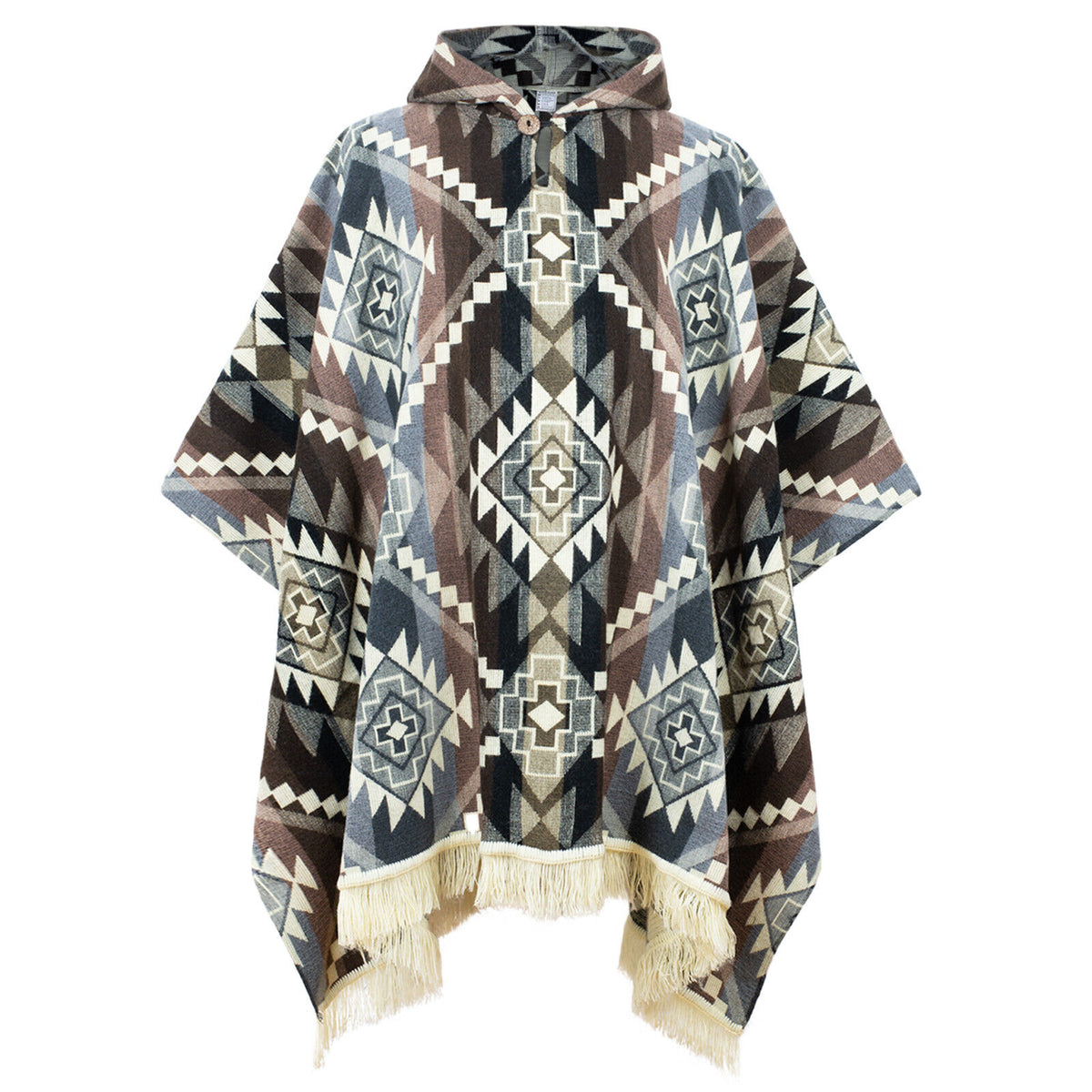 Canguraca - Baby Alpaca wool Unisex Hooded Poncho Pullover S-XXL - gra by ECUALAMA