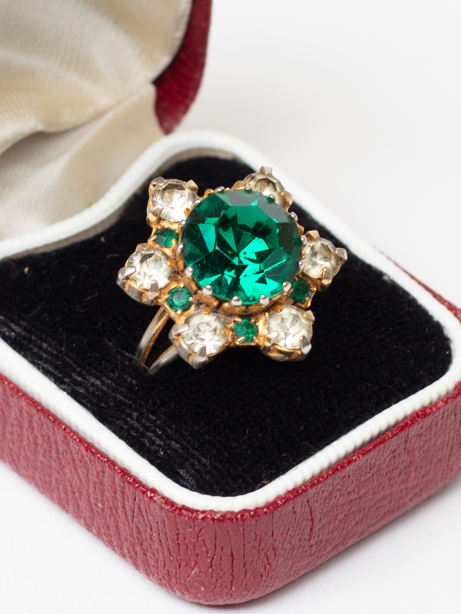 Vintage 60's Green Rhinestone Cocktail Ring by Northern Grip