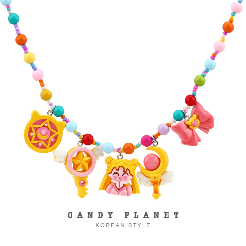 Decora Kei Sailor Moon Bow Beaded Necklace - Candy Planet by Land Decora