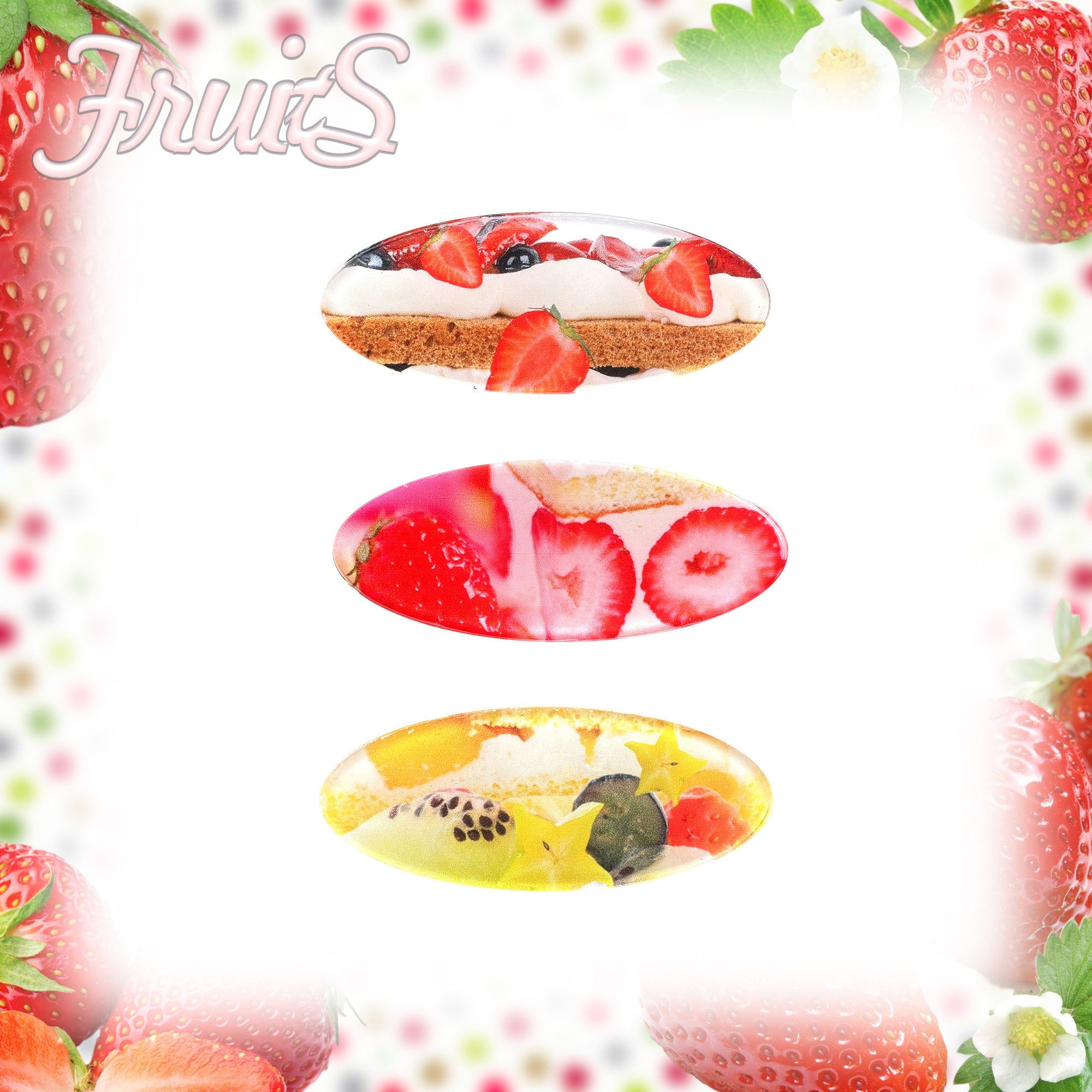 Strawberry Fruit Cake Hair Clip | Kawaii Japanese Hair Accessory by Land Decora