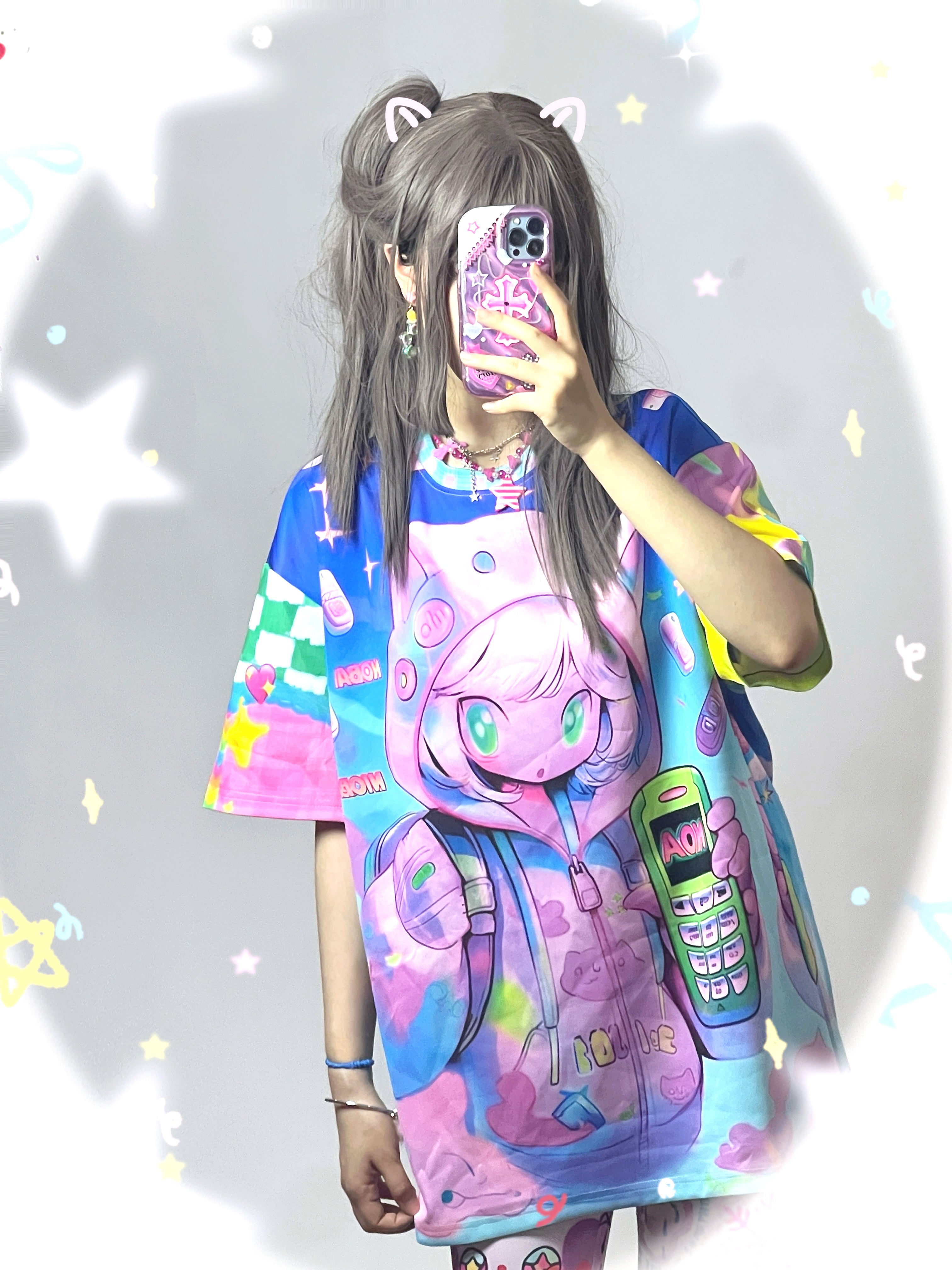 LEERROO Harajuku Cartoon T-Shirt | Oversized Graphic Tee by Land Decora