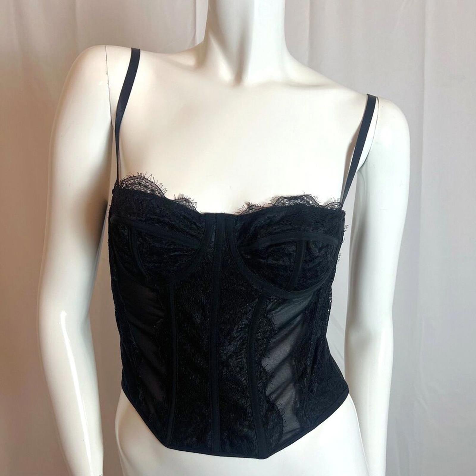 Black Lace Corset Bustier Boning Shein Women's Size M by Hot Girl Secondhand