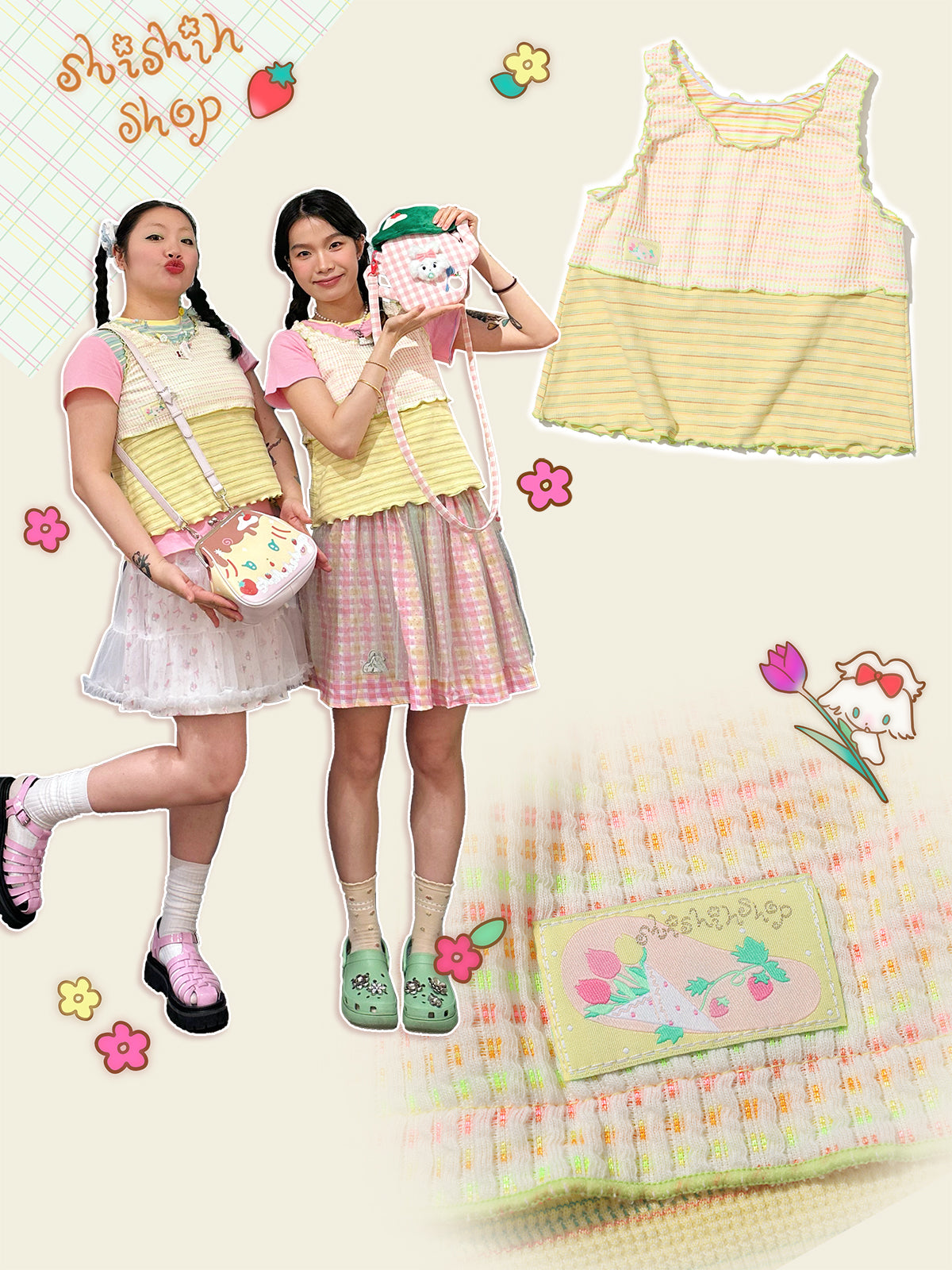 shishihshop Layered Look Knit Vest | Harajuku Decora Two-Piece Illusio by Land Decora