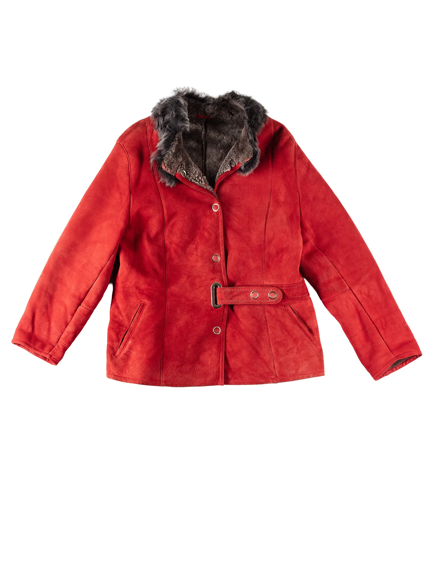 Vintage 70's Women Penny Lane Sheepskin Coat in Red by Northern Grip