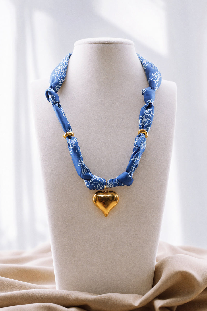 BLUE SKIES & HEARTS CHARM NECKLACE (HANDMADE) by RAËLIV