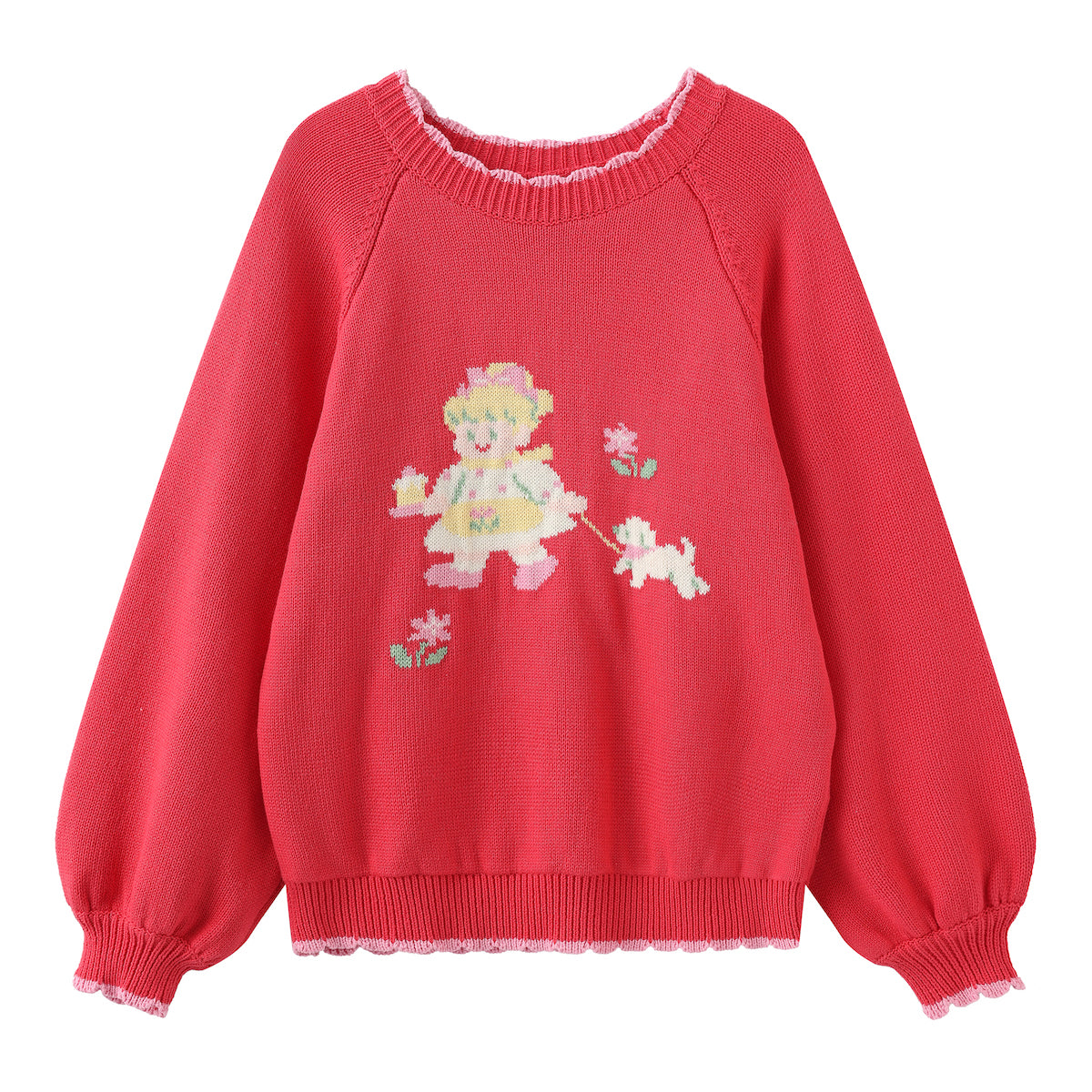 Kawaii Girl Illustration Red Sweater - Little Berry by Land Decora