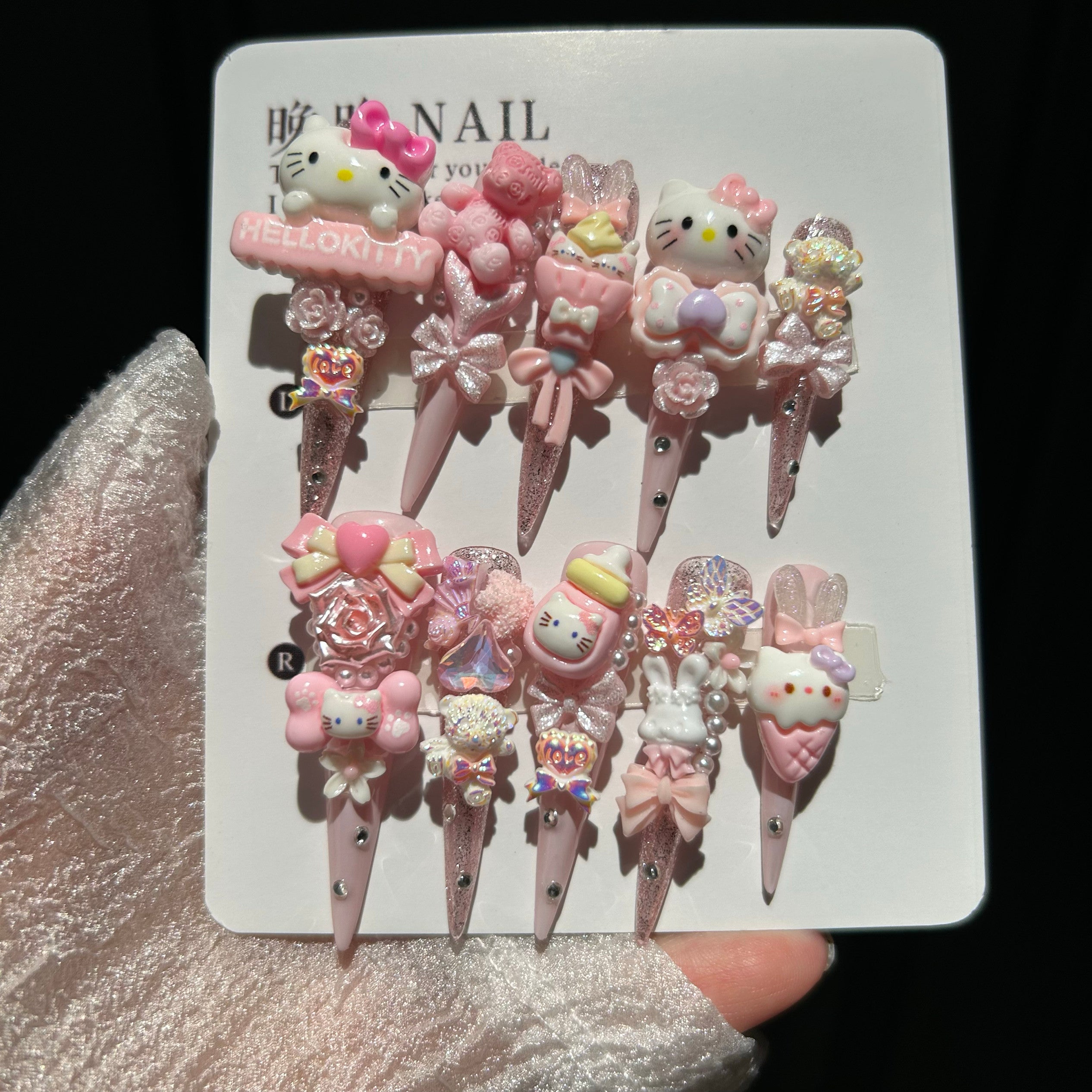 Kawaii Pink Kitty Press-On Nails - Nighty by Land Decora