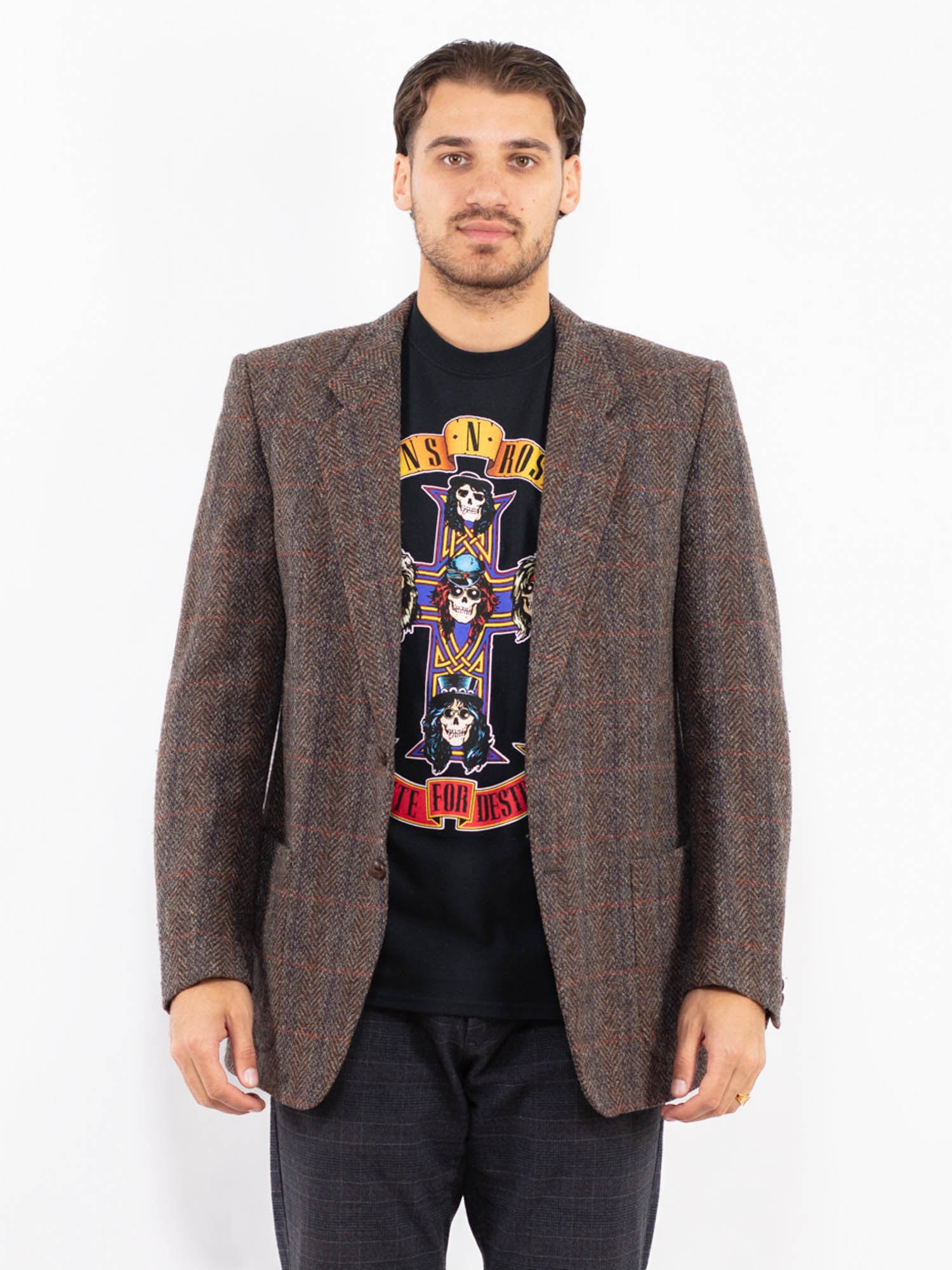 Vintage 70's Men Wool Blazer Jacket in Brown by Northern Grip