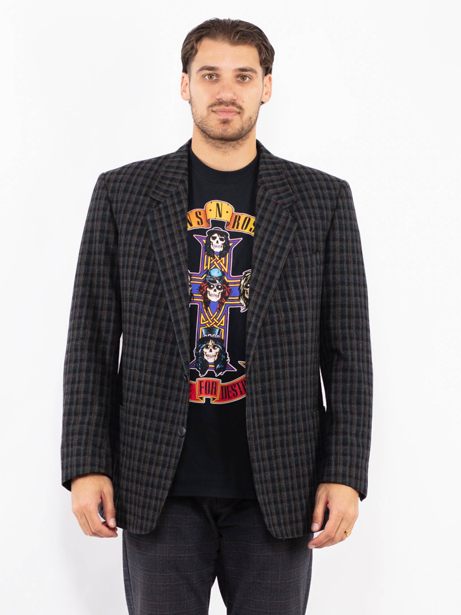 Vintage 70's Men Wool Blazer Jacket in Gray by Northern Grip