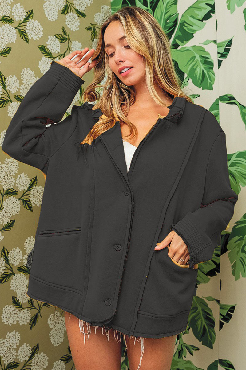 BiBi Single-Breasted Washed Fleece Jacket by RAËLIV