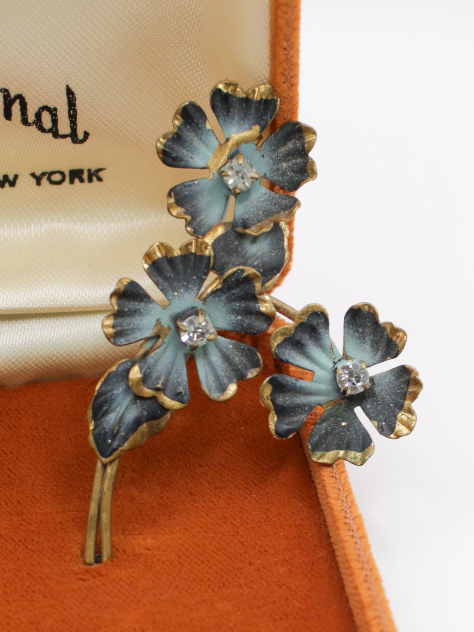 Vintage 40's Blue Enamel Flower Brooch Brooch by Northern Grip