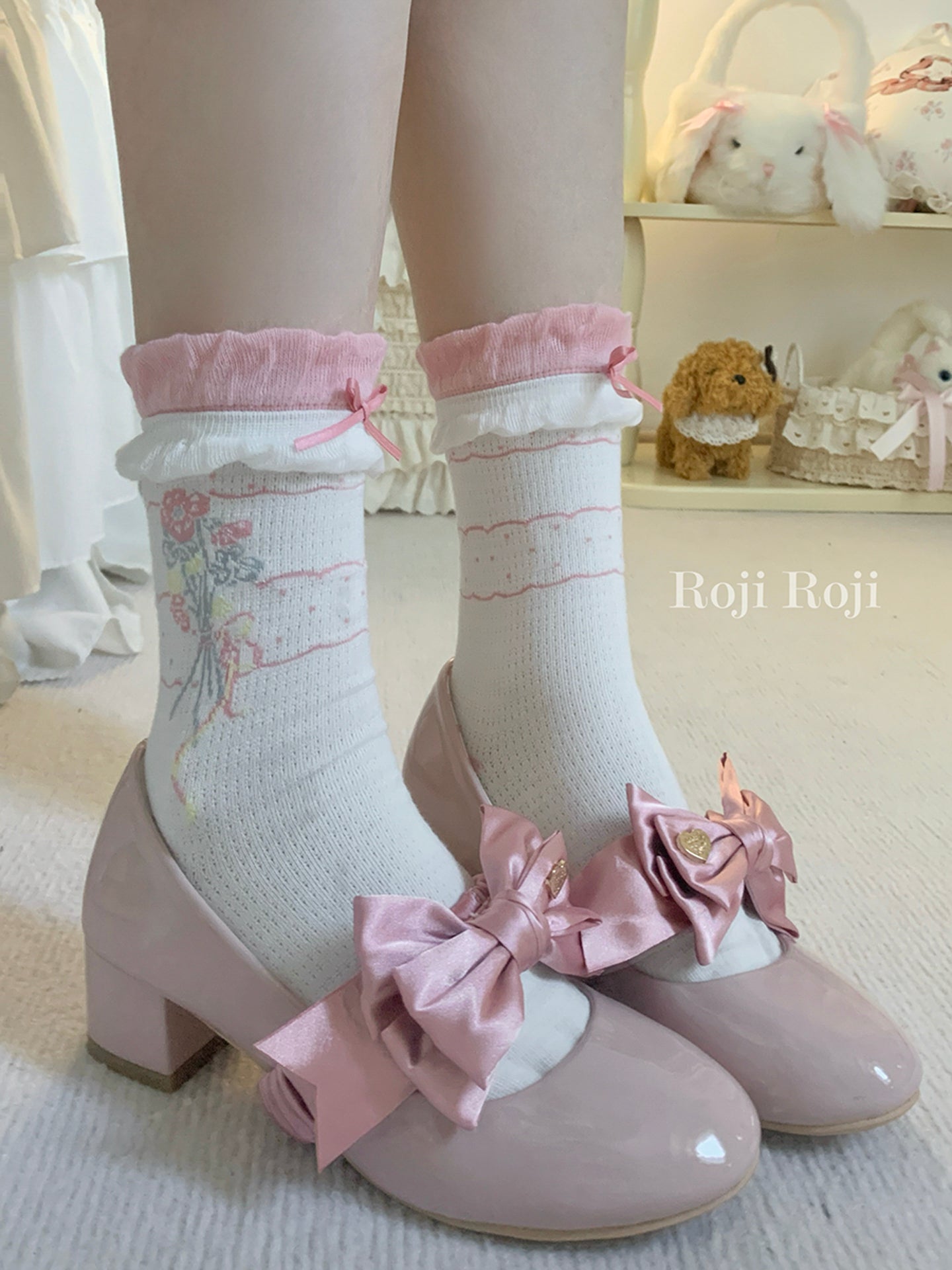 Kawaii Floral Lace Bow Short Socks Breathable Cotton - Roji Roji by Land Decora