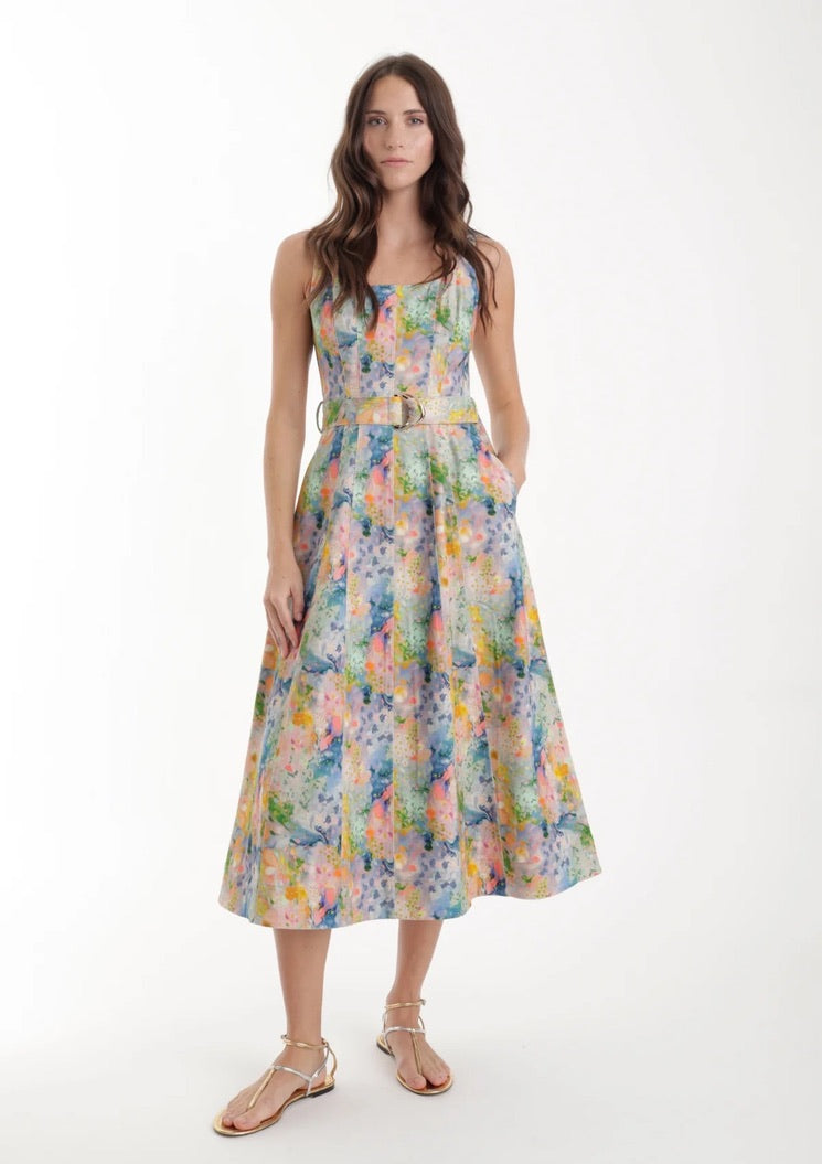 Karina Grimaldi Zyra Denim Print Dress by Sierra Deene