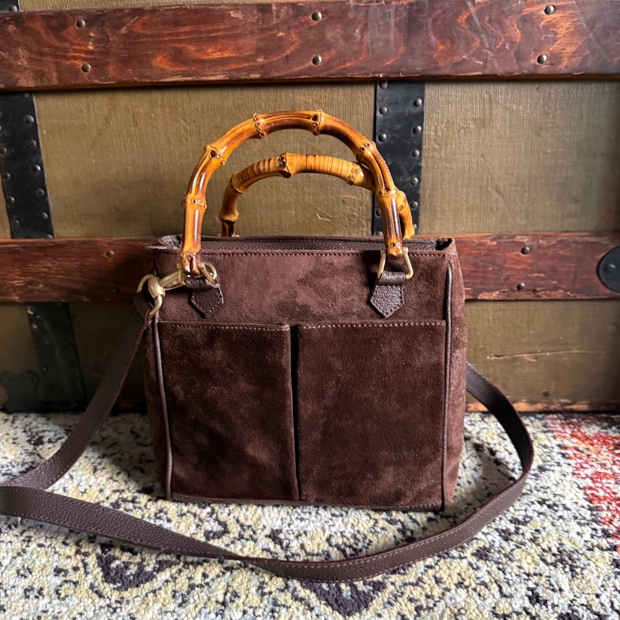 Gucci Diana Suede Mini Bamboo Tote by The Vintage New Yorker