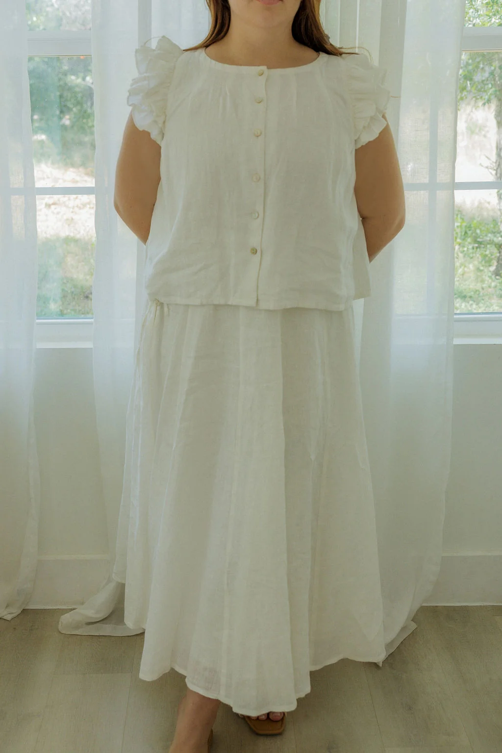 May Maxi Skirt - Natural White 100% Linen by Road to Rodanthe