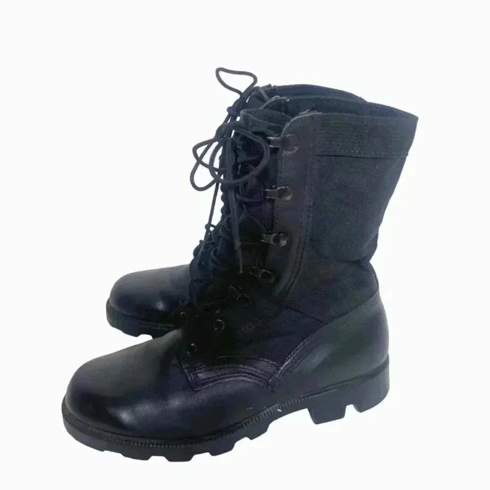 Altama Men's Black Leather Combat Boots Lace Up Boots Size 6W by Hot Girl Secondhand