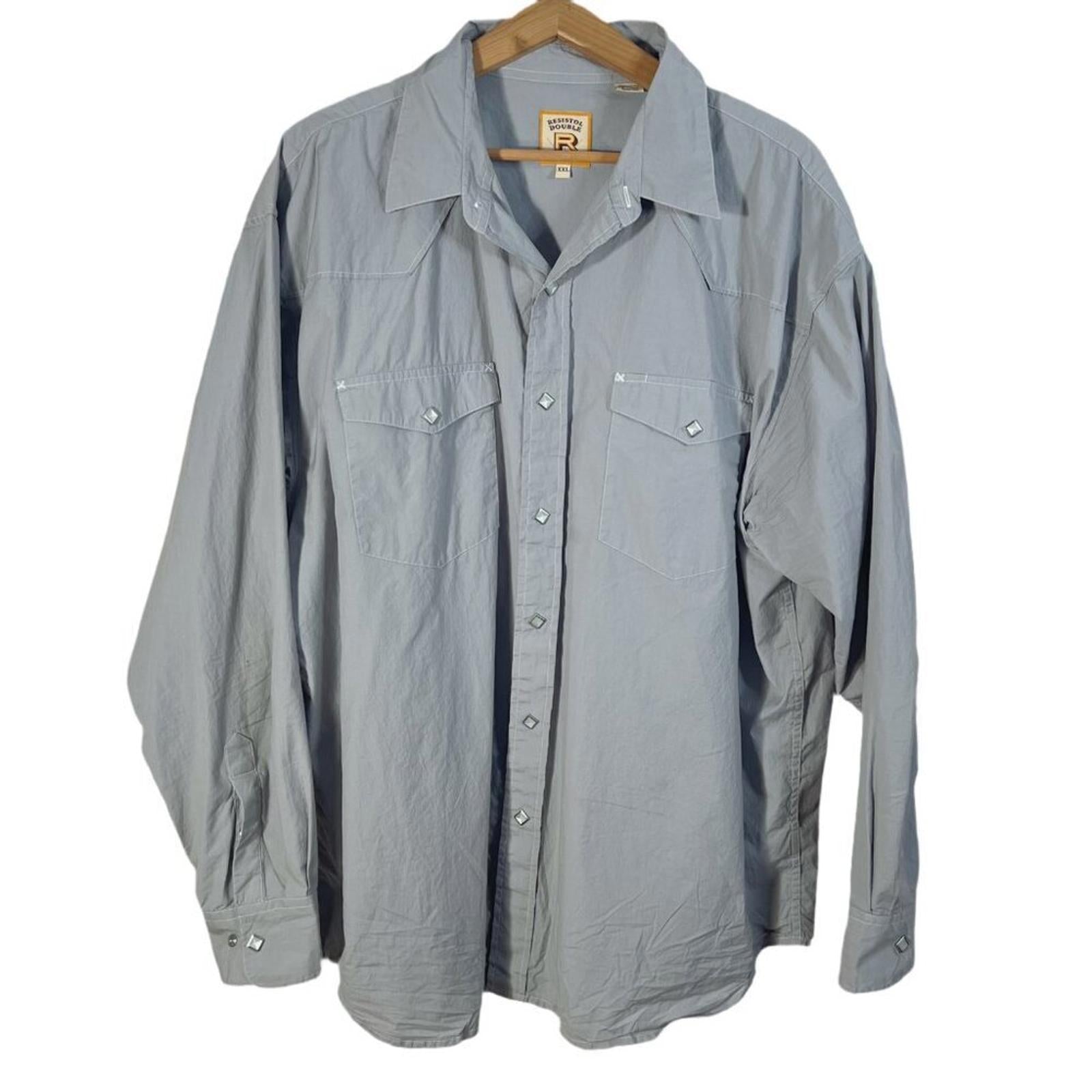 Resistol Double Men's Western Cowboy Country Grey Button Up Shirt Size by Hot Girl Secondhand