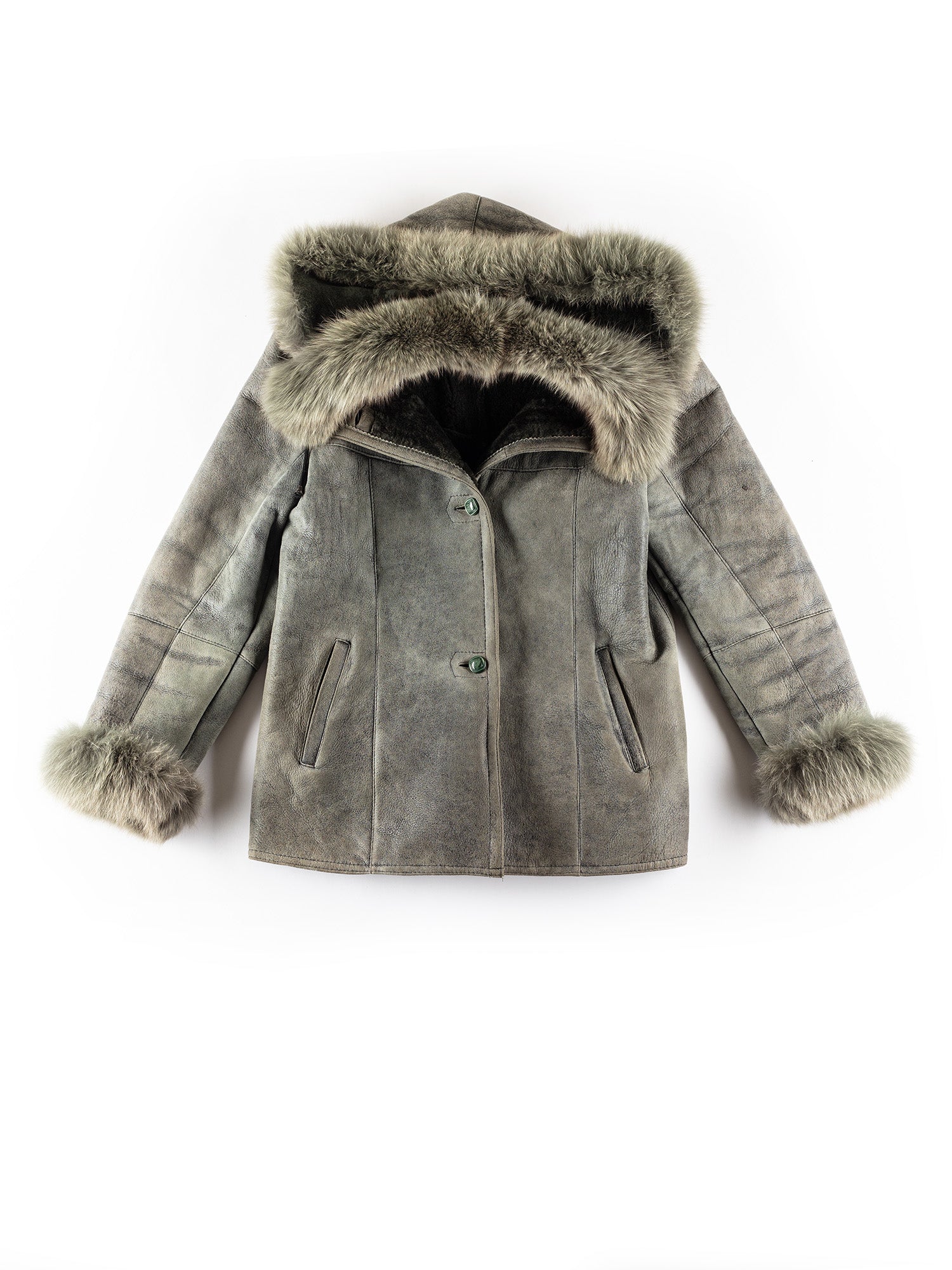Vintage 70's Women Sheepskin Penny Lane Coat in Gray by Northern Grip