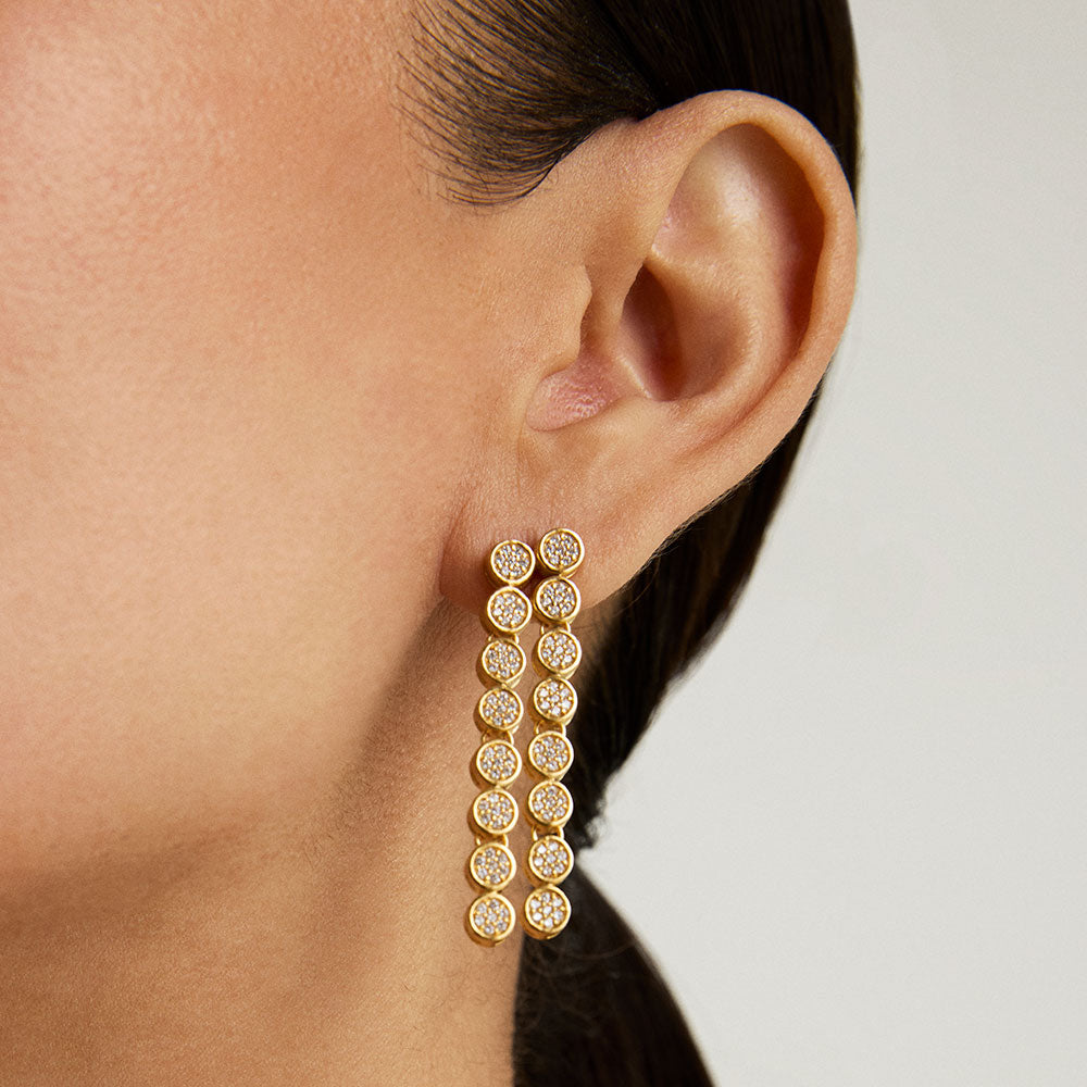 Mirabeau Pave Statement Drop Earring in Gold by Sierra Deene