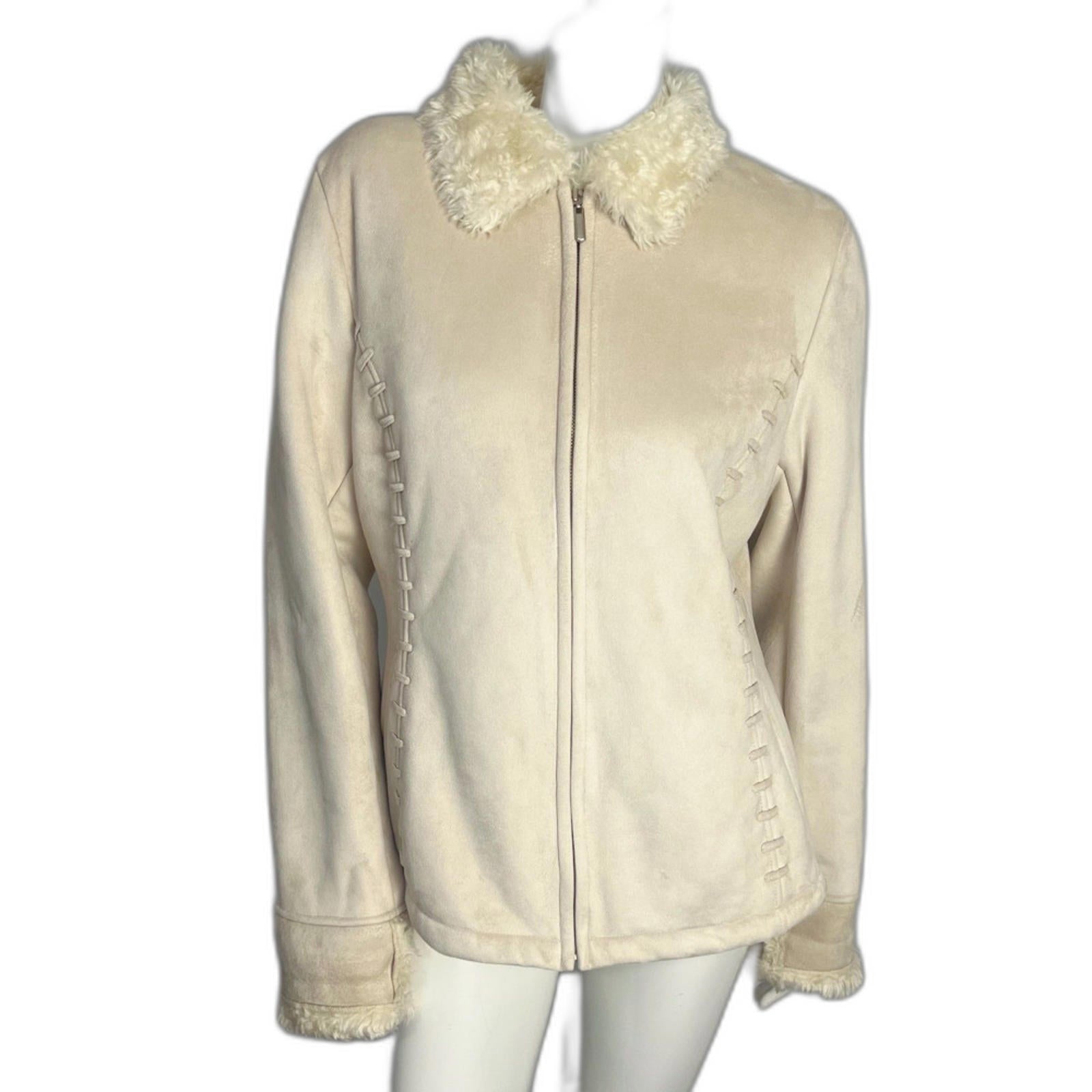 Croft & Barrow Cream Faux Suede Pennylane Jacket Faux Shearling Women' by Hot Girl Secondhand
