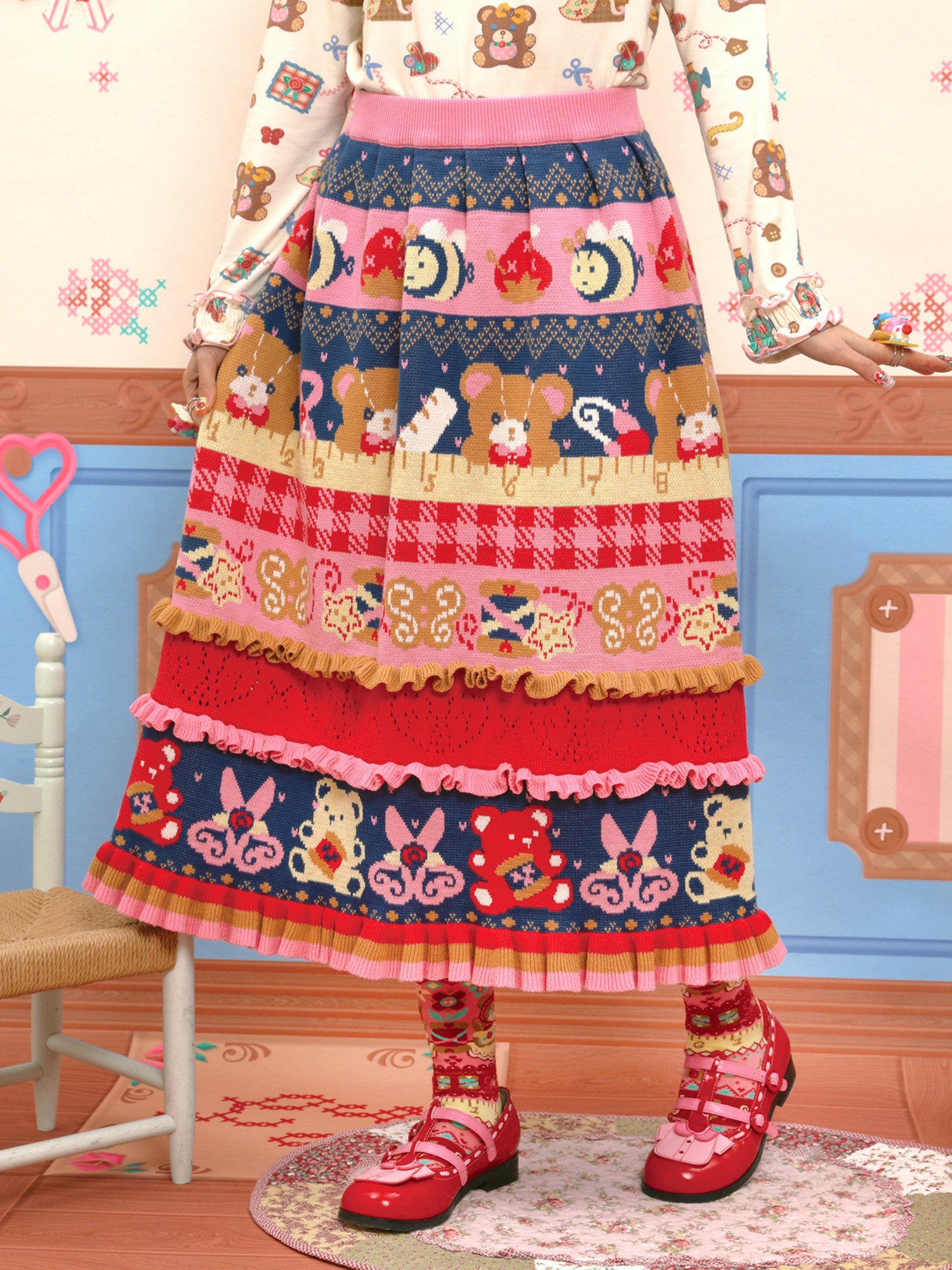 Decora Colorblock Knit Skirt - Lutra Jump by Land Decora