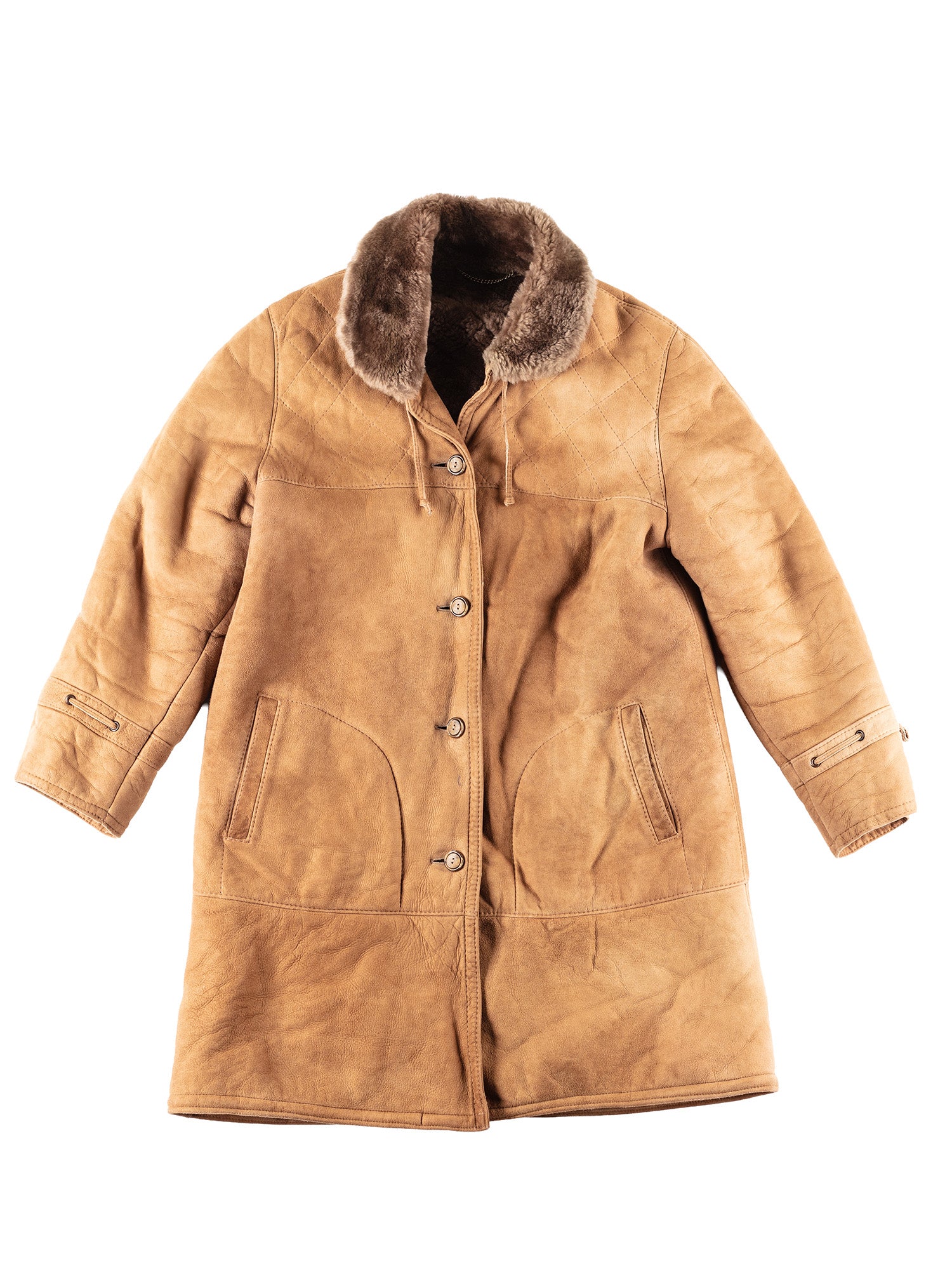 Vintage 80's Women Sheepskin Coat in Brown by Northern Grip