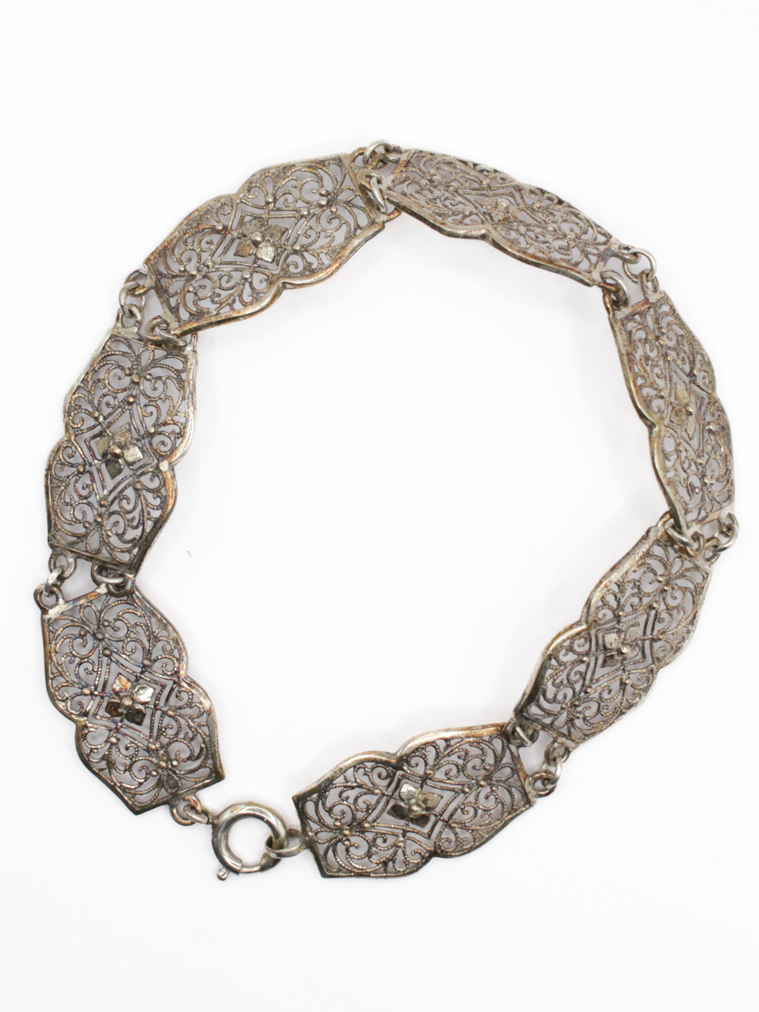 Vintage S835 Silver Filigree Link Bracelet Floral Design by Northern Grip
